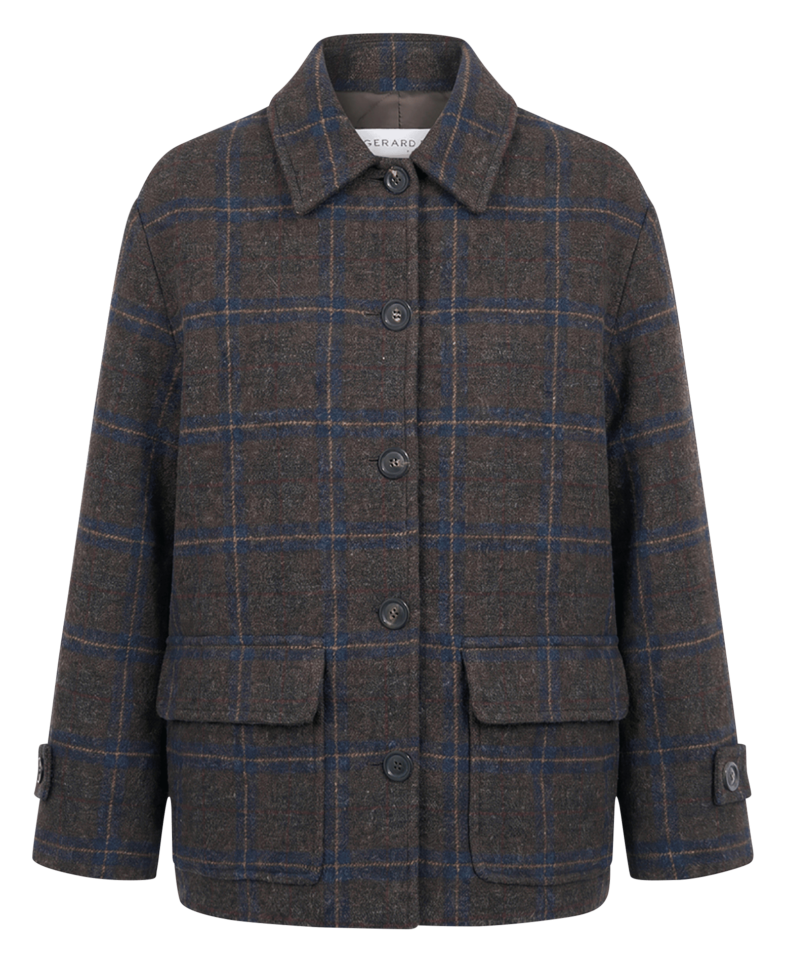Straight checked wool coat GERARD DAREL Brown