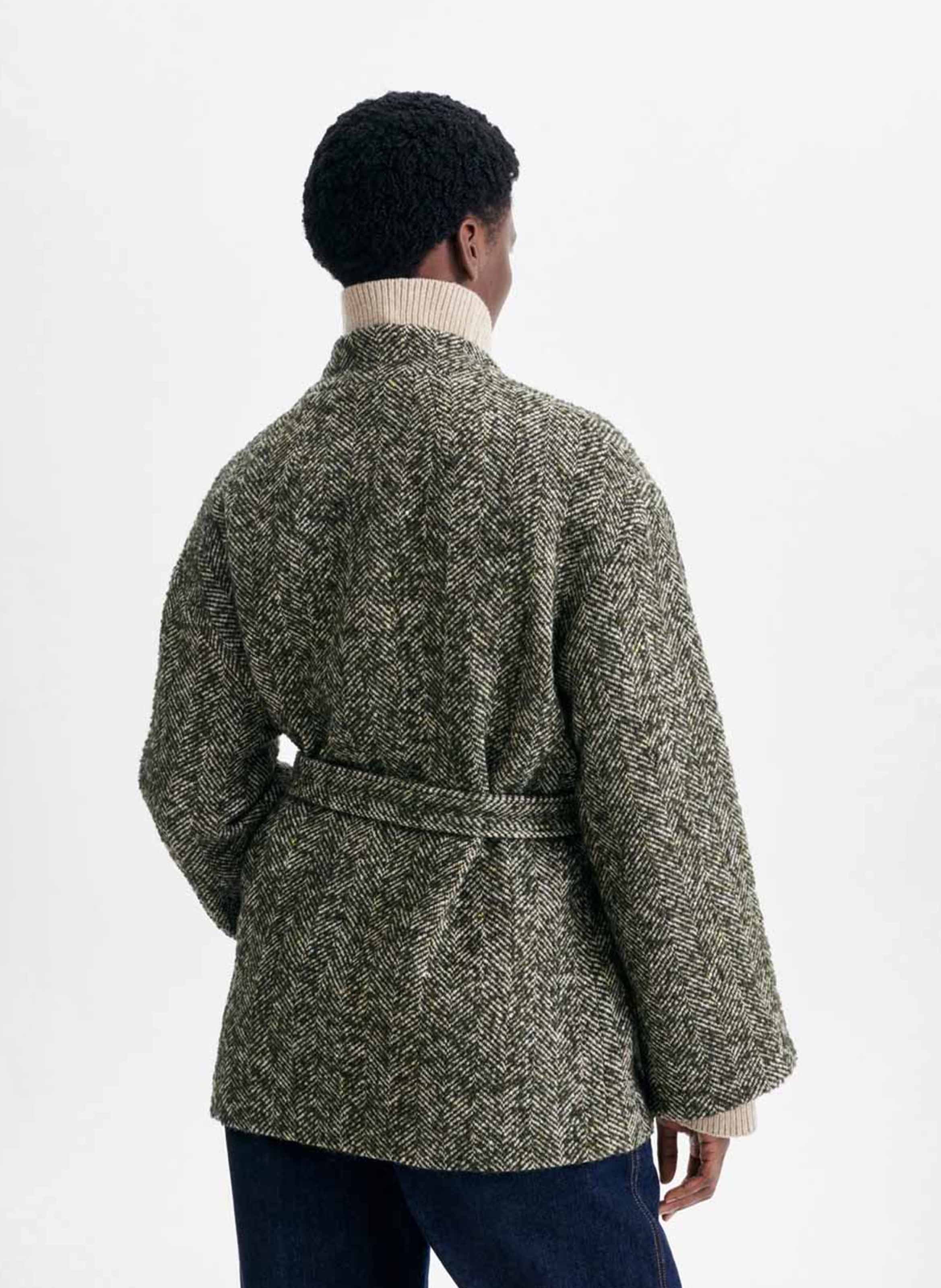 Veste col montant en tweed chevrons VANESSA BRUNO Kaki