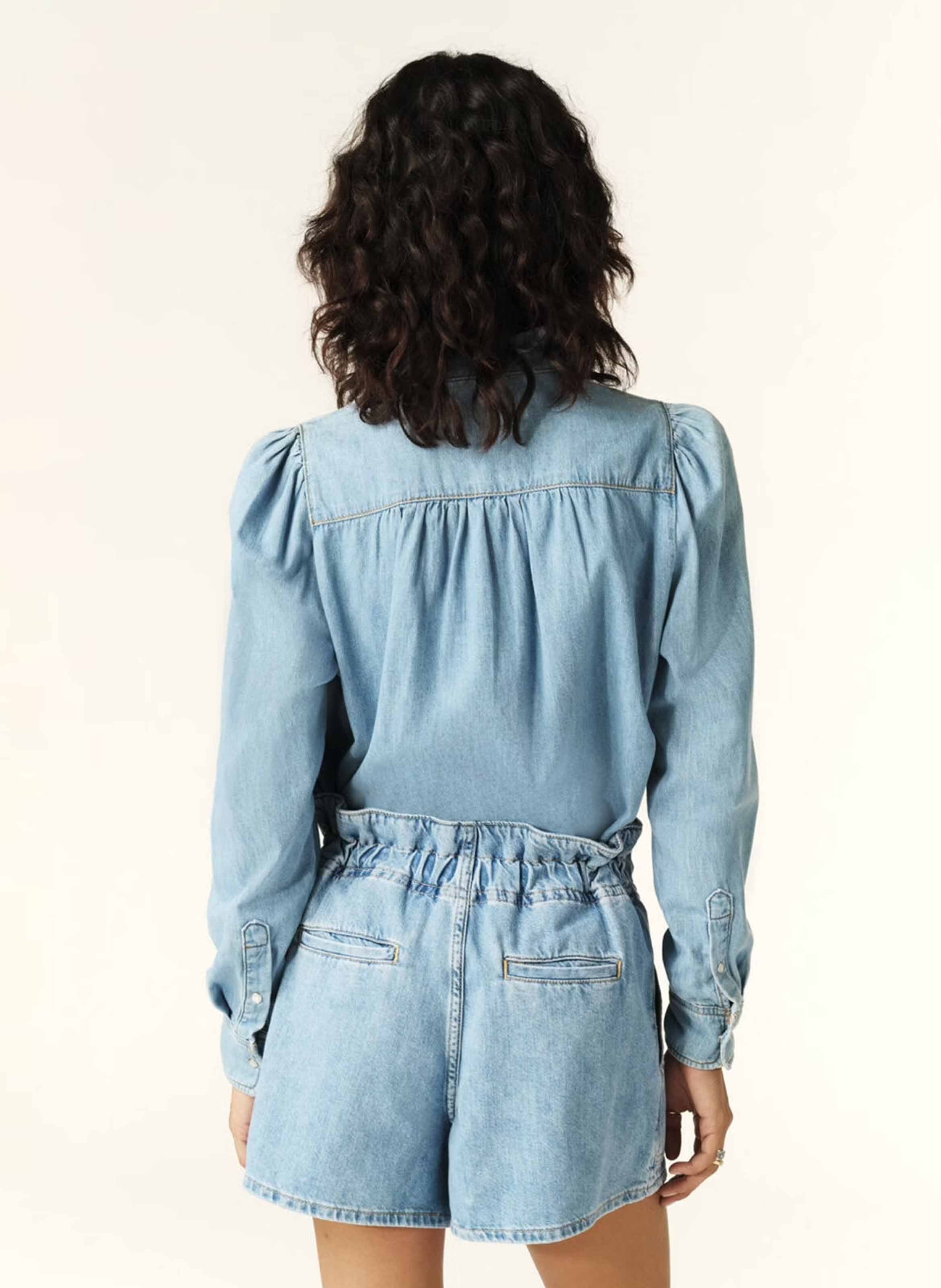 Short large taille haute en coton BA&SH Bleu