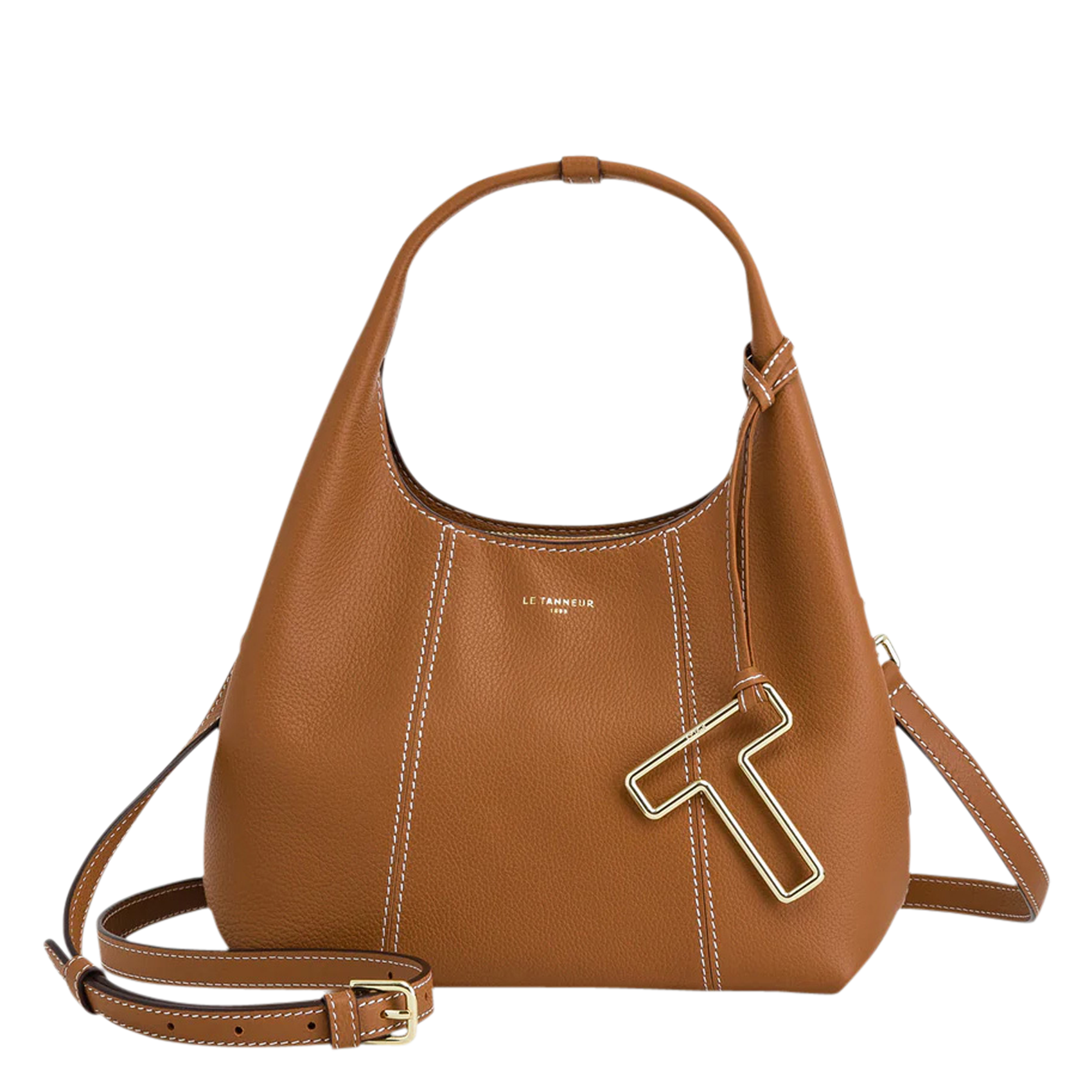 Sac bandoulière en cuir grainé  LE TANNEUR Marron