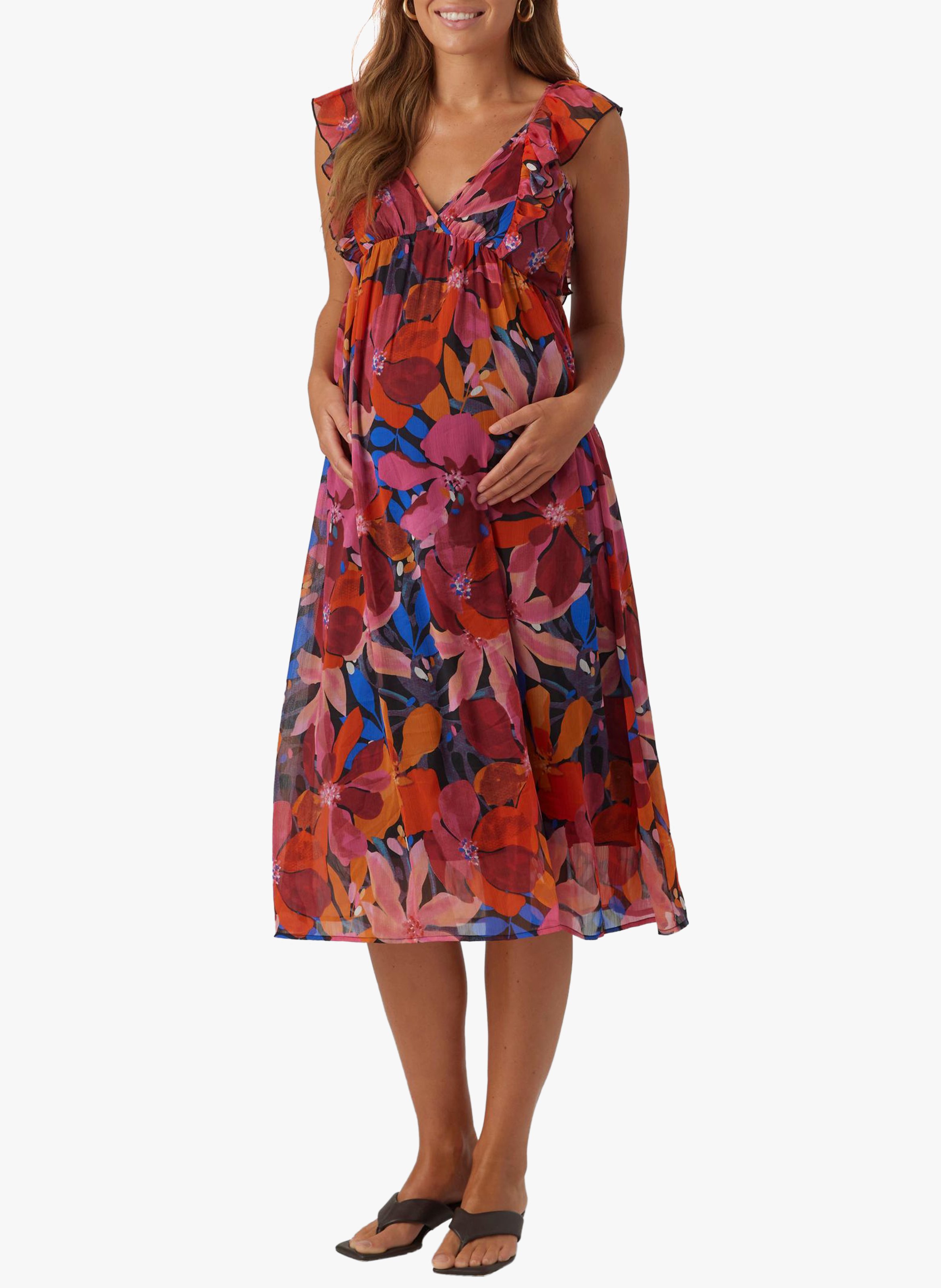 Short printed V-neck dress MAMALICIOUS Multicolored