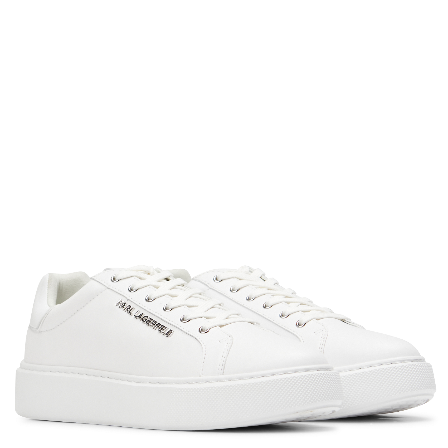 Low-top mixed leather trainers KARL LAGERFELD White