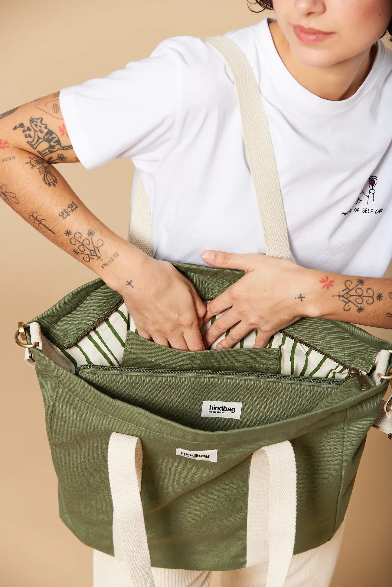 Cotton tote bag HINDBAG Khaki