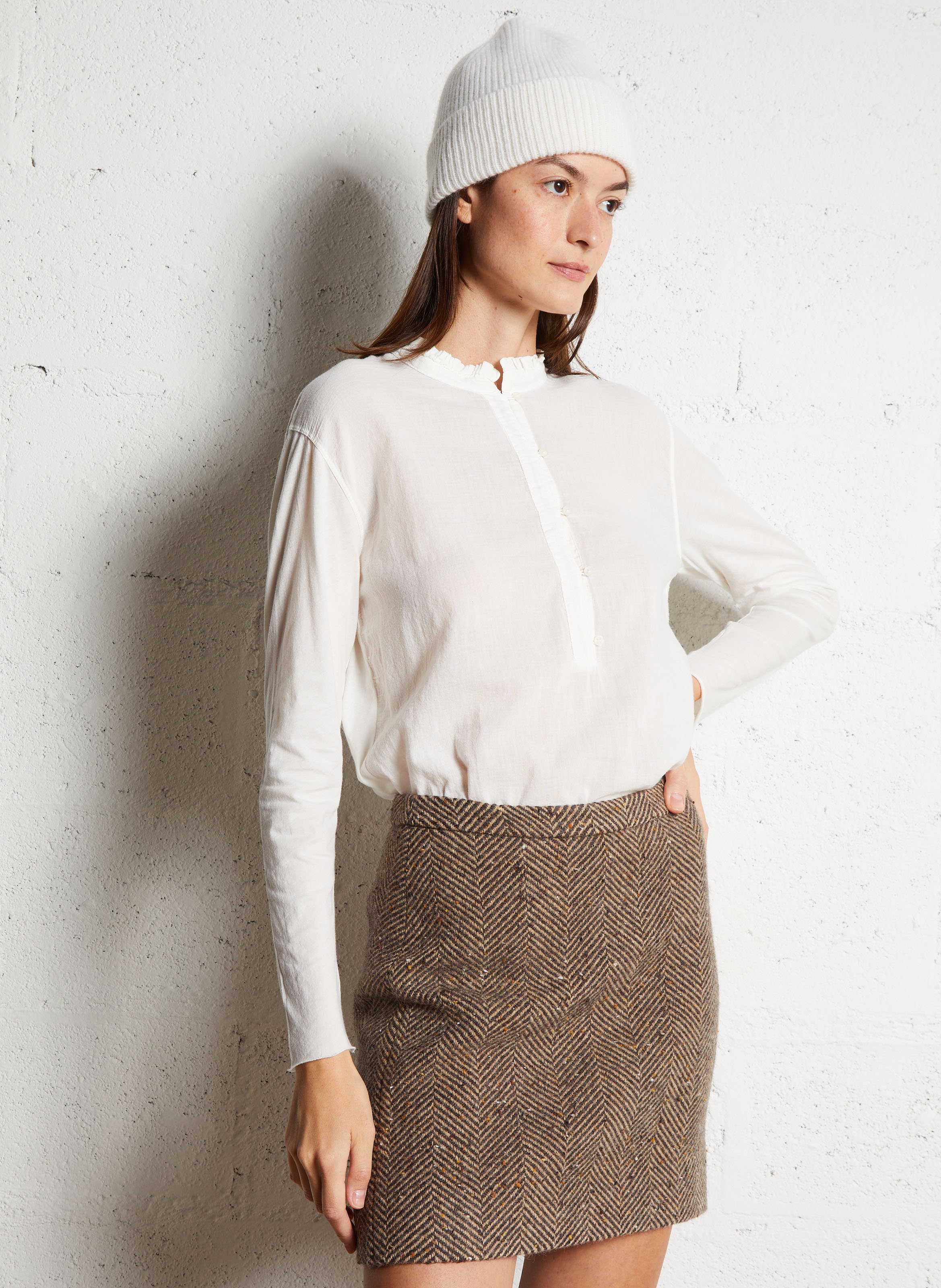 Saga wool-blend short skirt HARTFORD Brown