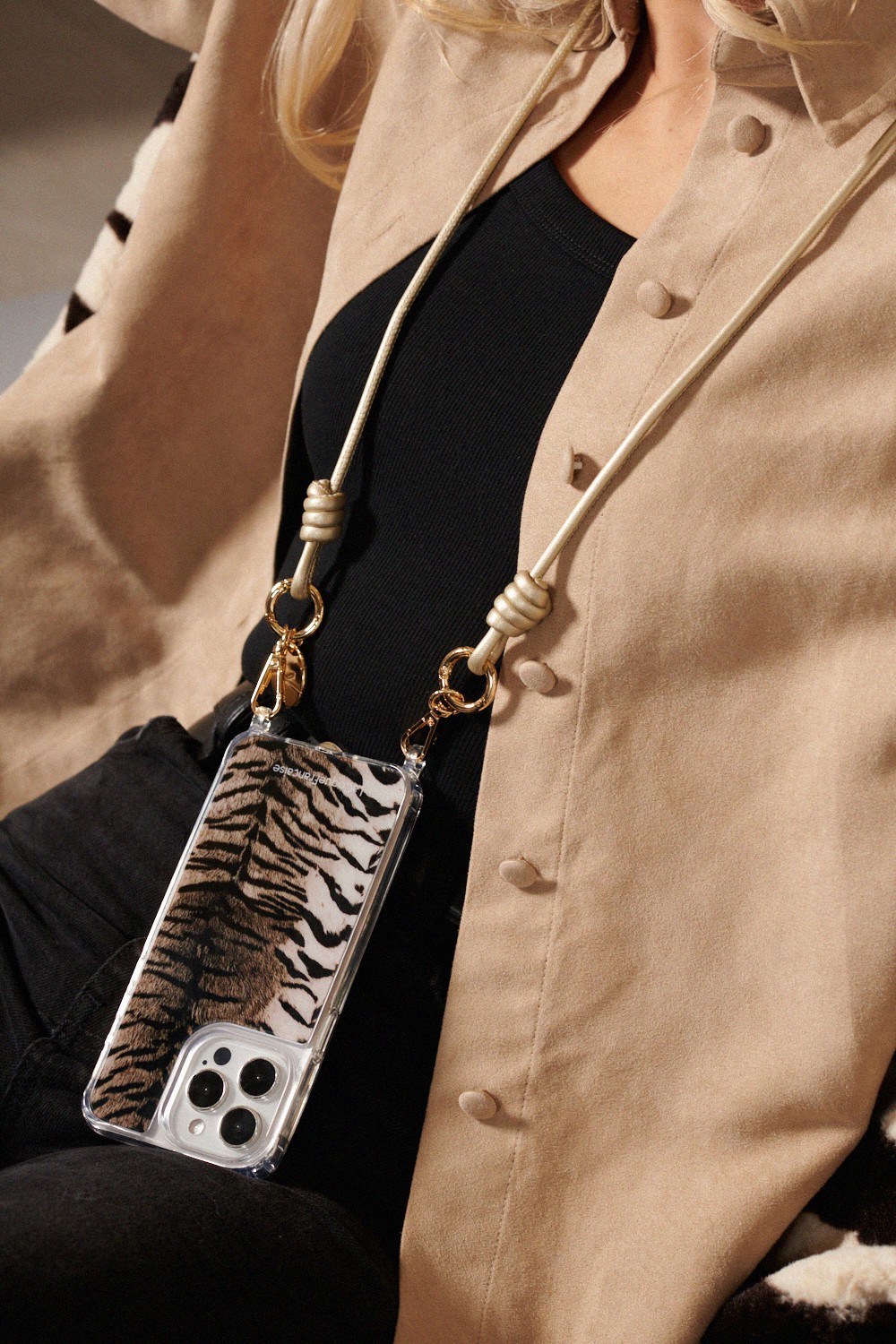 Vegan leather phone strap LA COQUE FRANCAISE Golden