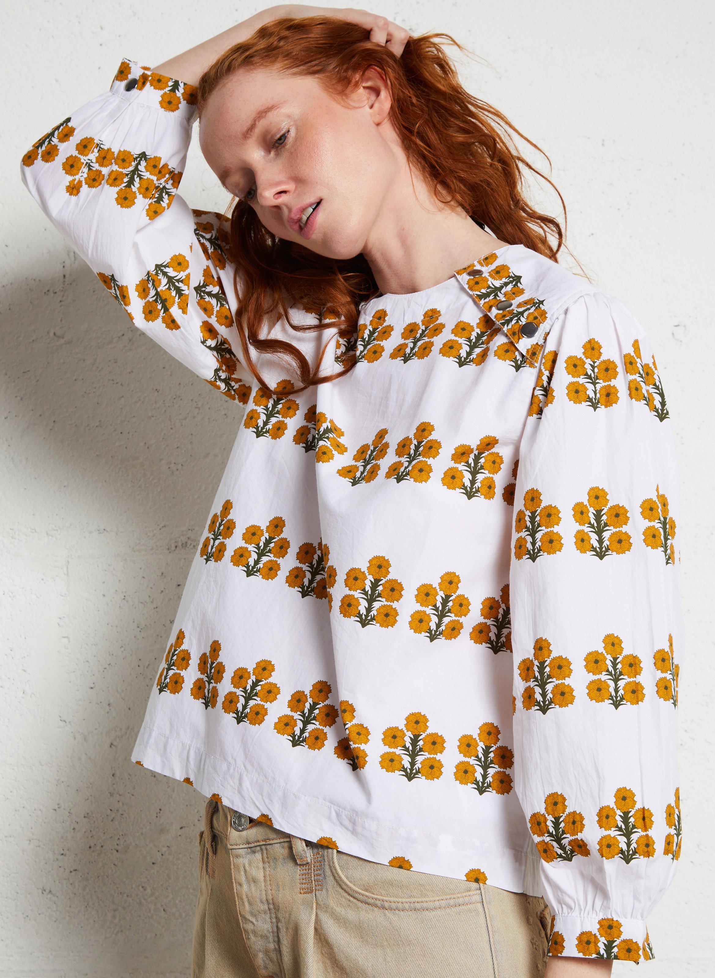 Blouse droite imprimé en coton THE TINY BIG SISTER Blanc