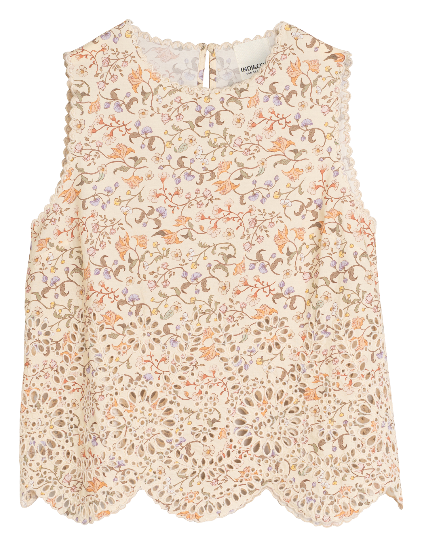 Embroidered cotton tank top INDI & COLD Beige