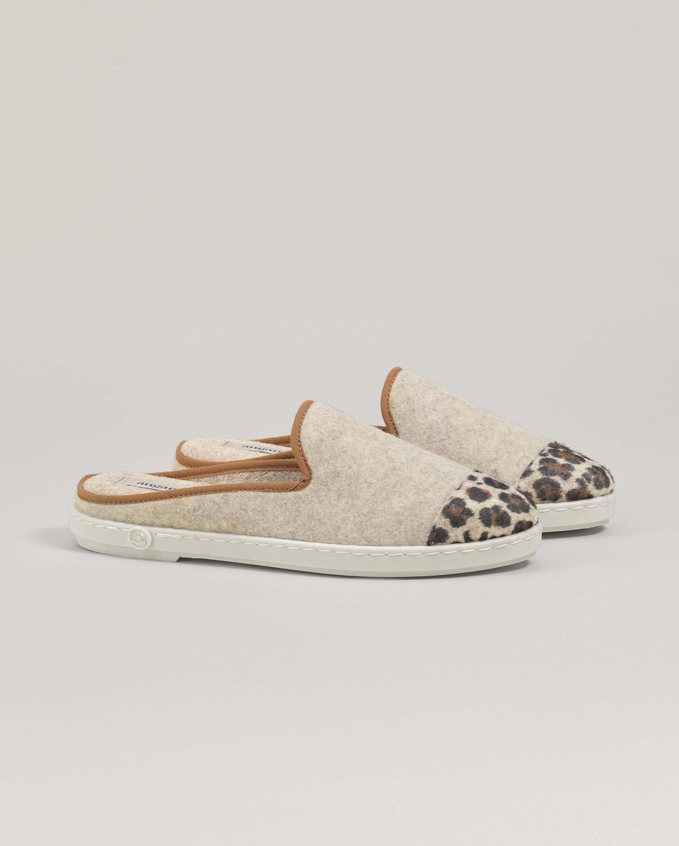 Women's wool mule, beige leopard ANGARDE Beige
