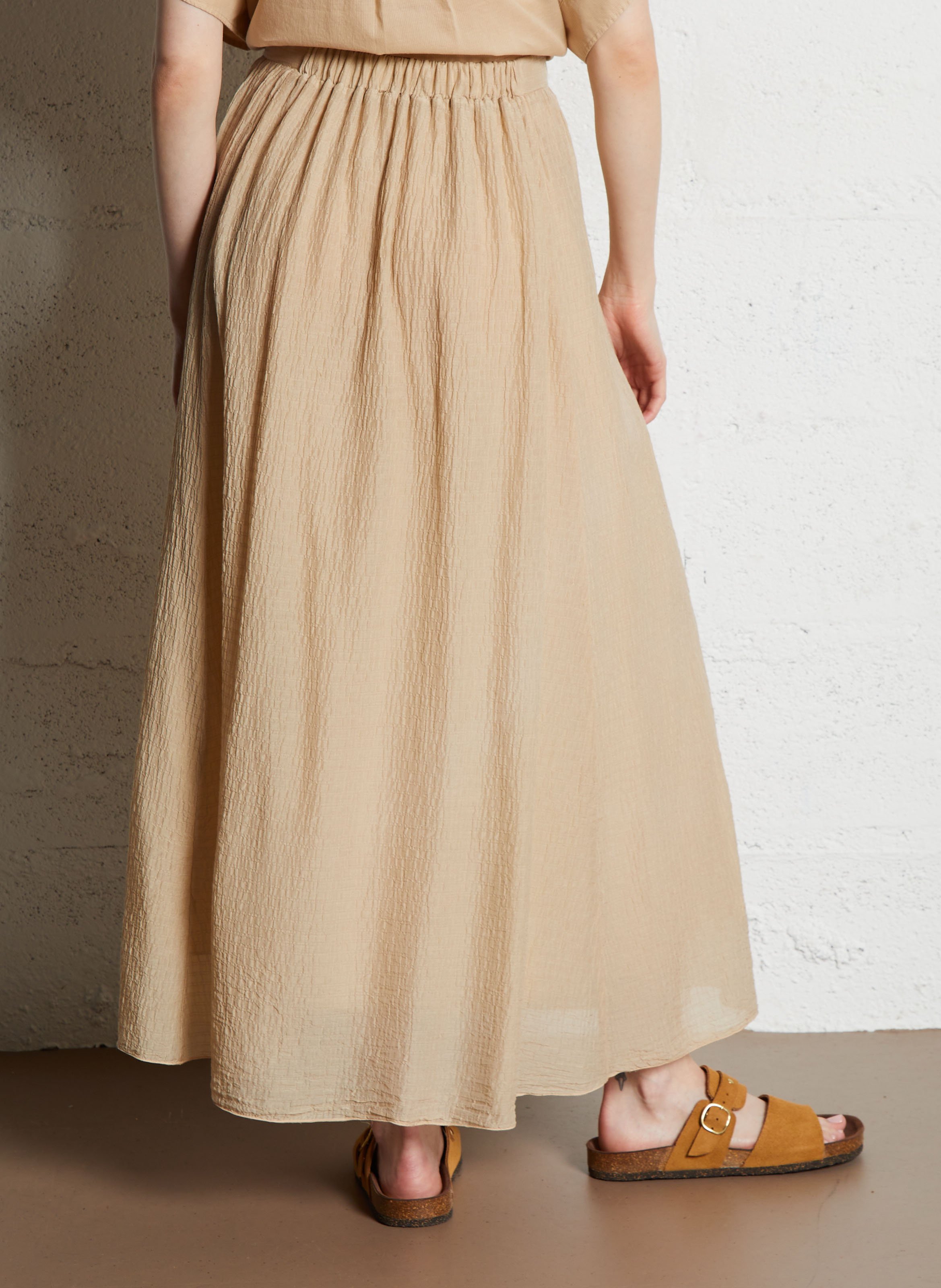 Lange, uitlopende rok | katoenblend POMANDERE Beige