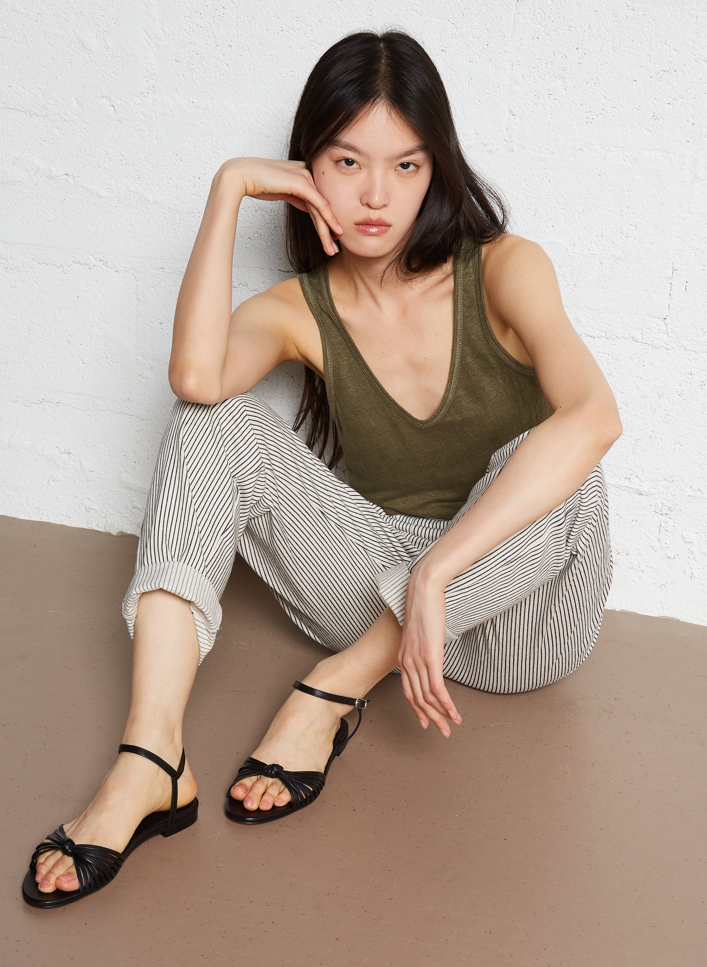 Gerade geschnittene Hose mit Streifen HARTFORD Beige