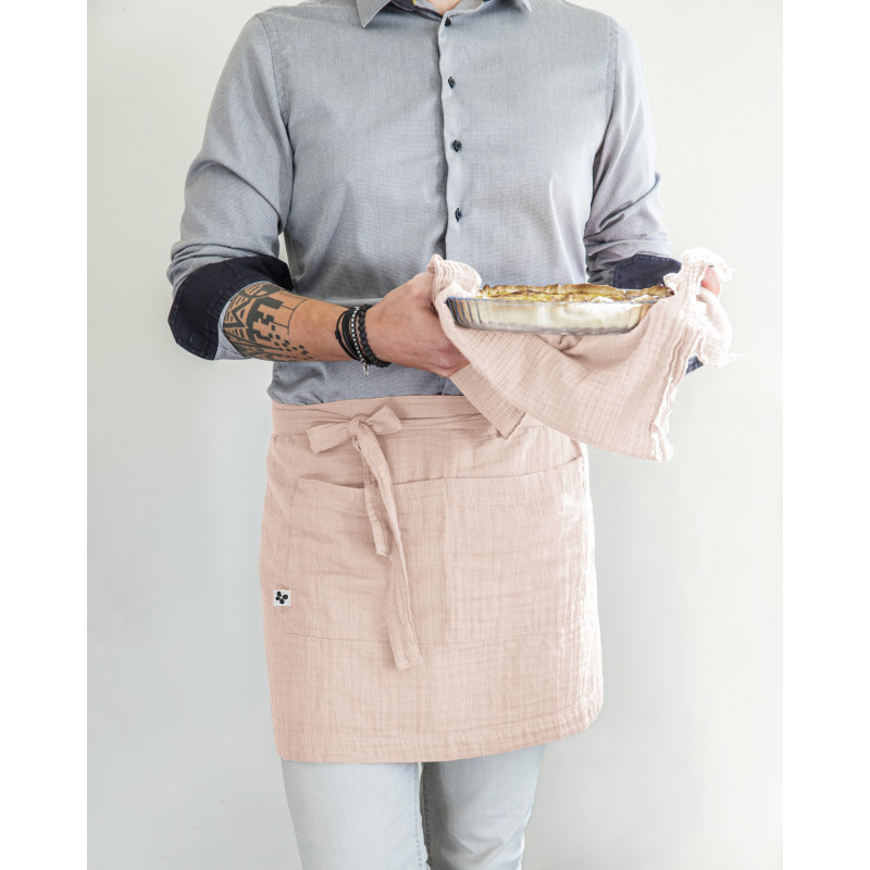 Chef apron in cotton gauze L'EFFET PAPILLON Pink