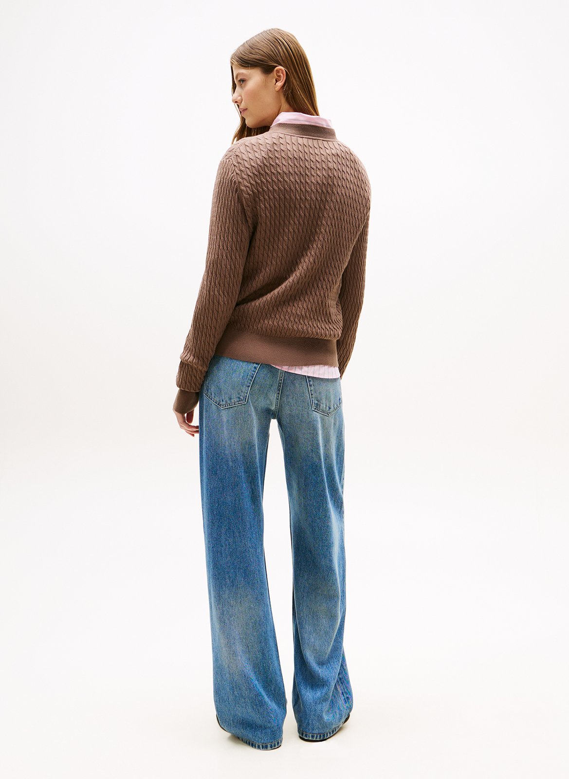 Pull droit en coton TOMMY HILFIGER Marron