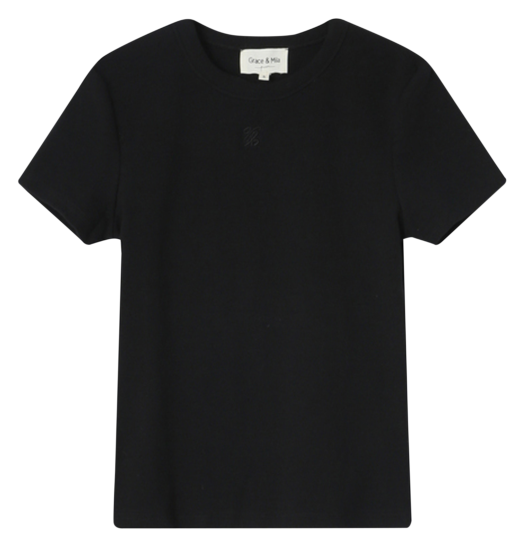 Tee-shirt col rond en coton mélangé GRACE ET MILA Noir