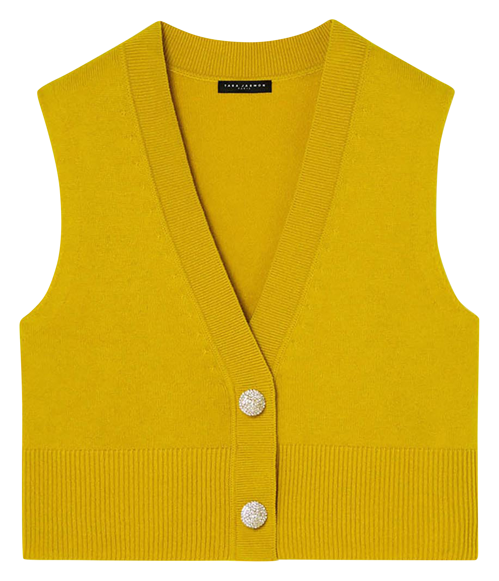 Buttoned V-neck solid color blend wool vest TARA JARMON Yellow