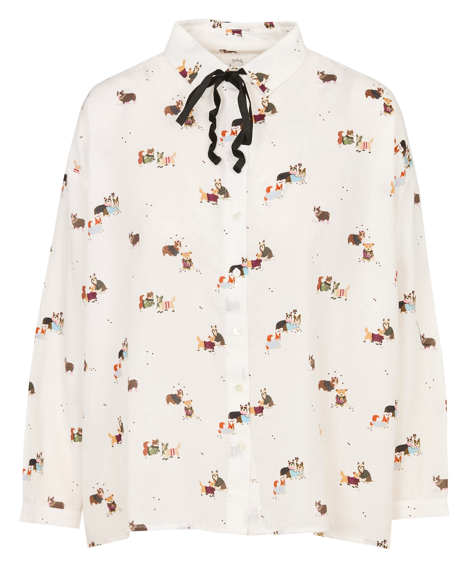 Oversized printed cotton shirt DES PETITS HAUTS White
