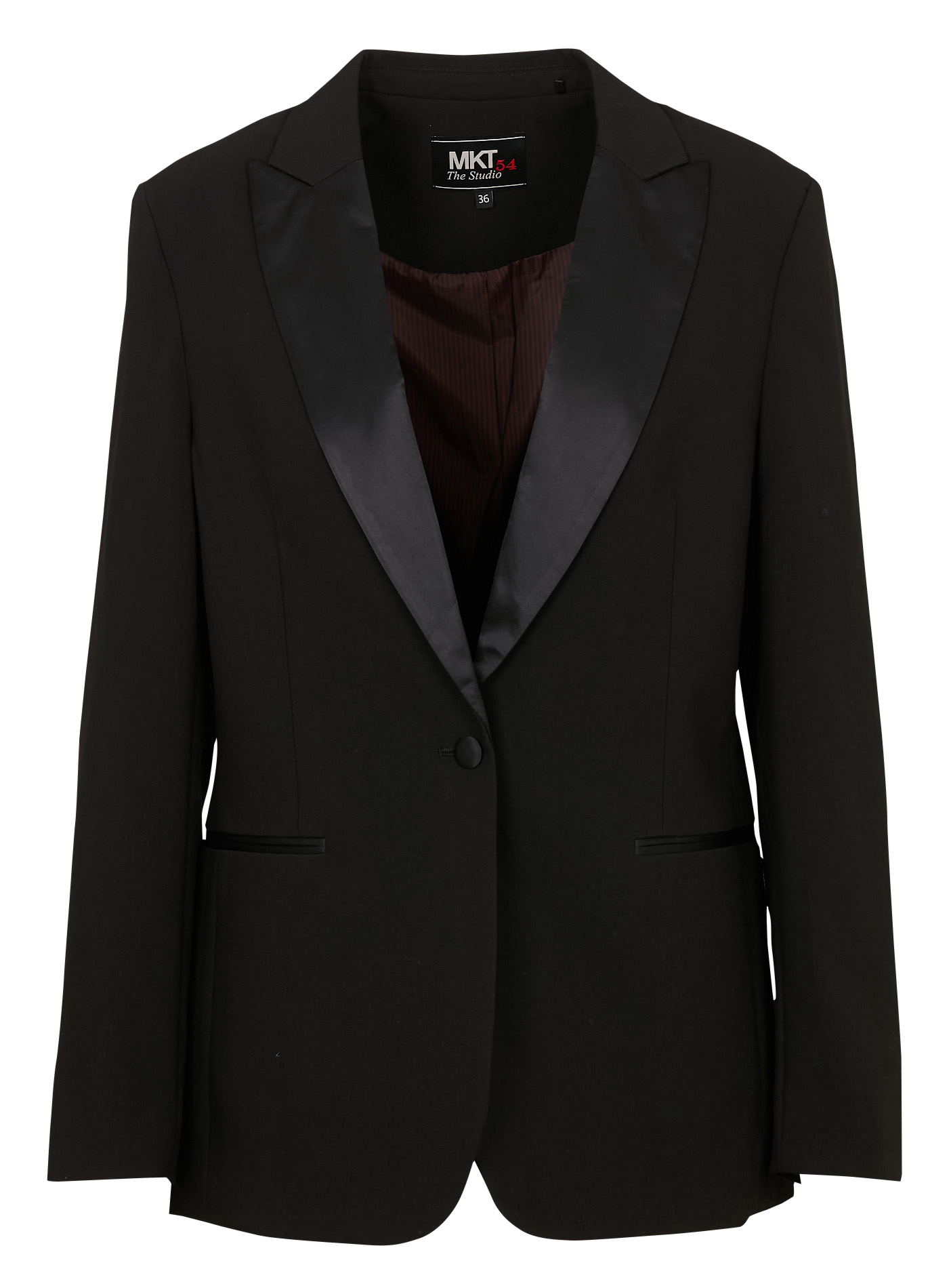 Veste ajustée col tailleur détails satinés MKT Noir