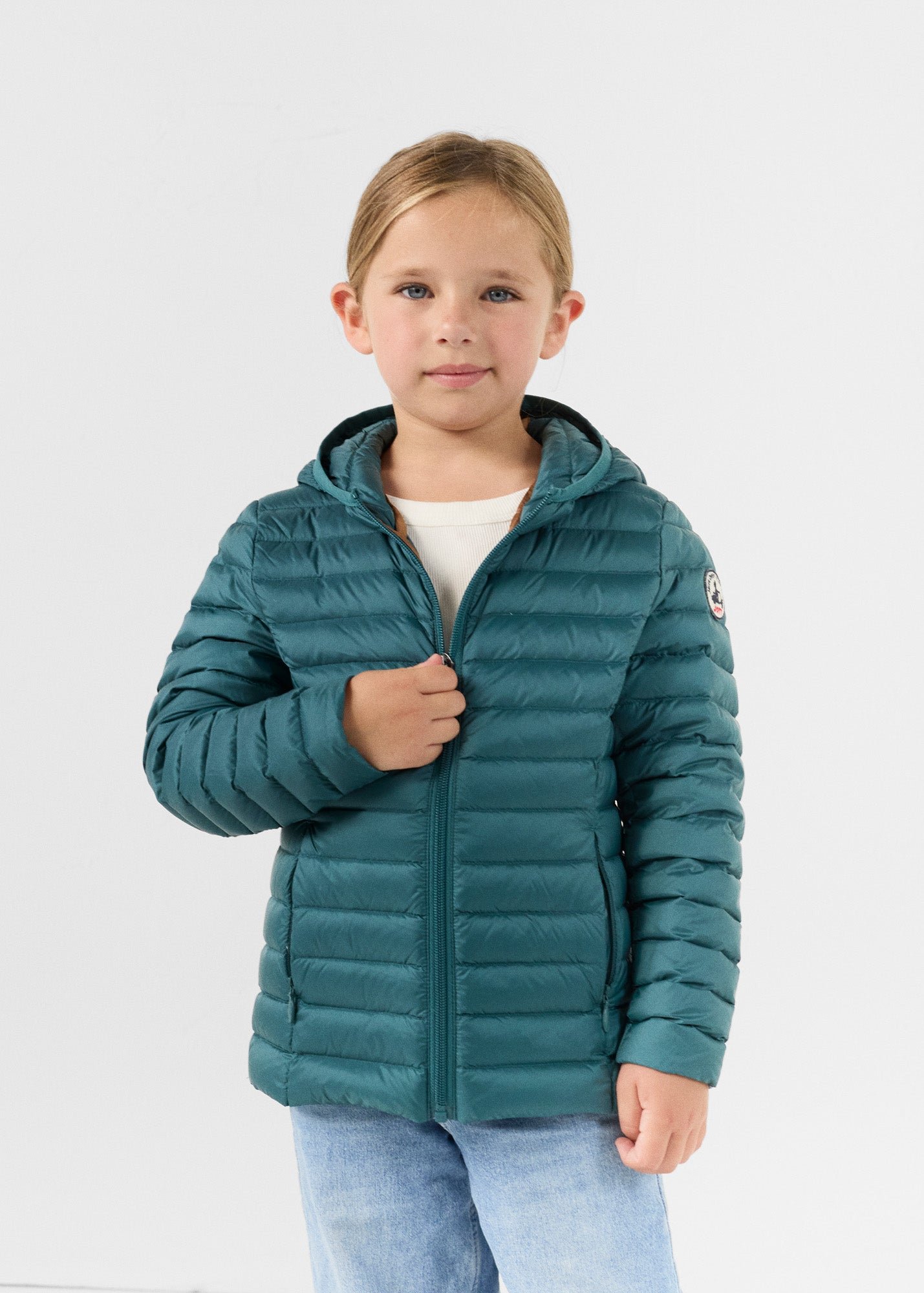 Carla lightweight hooded children's down jacket JOTT Green