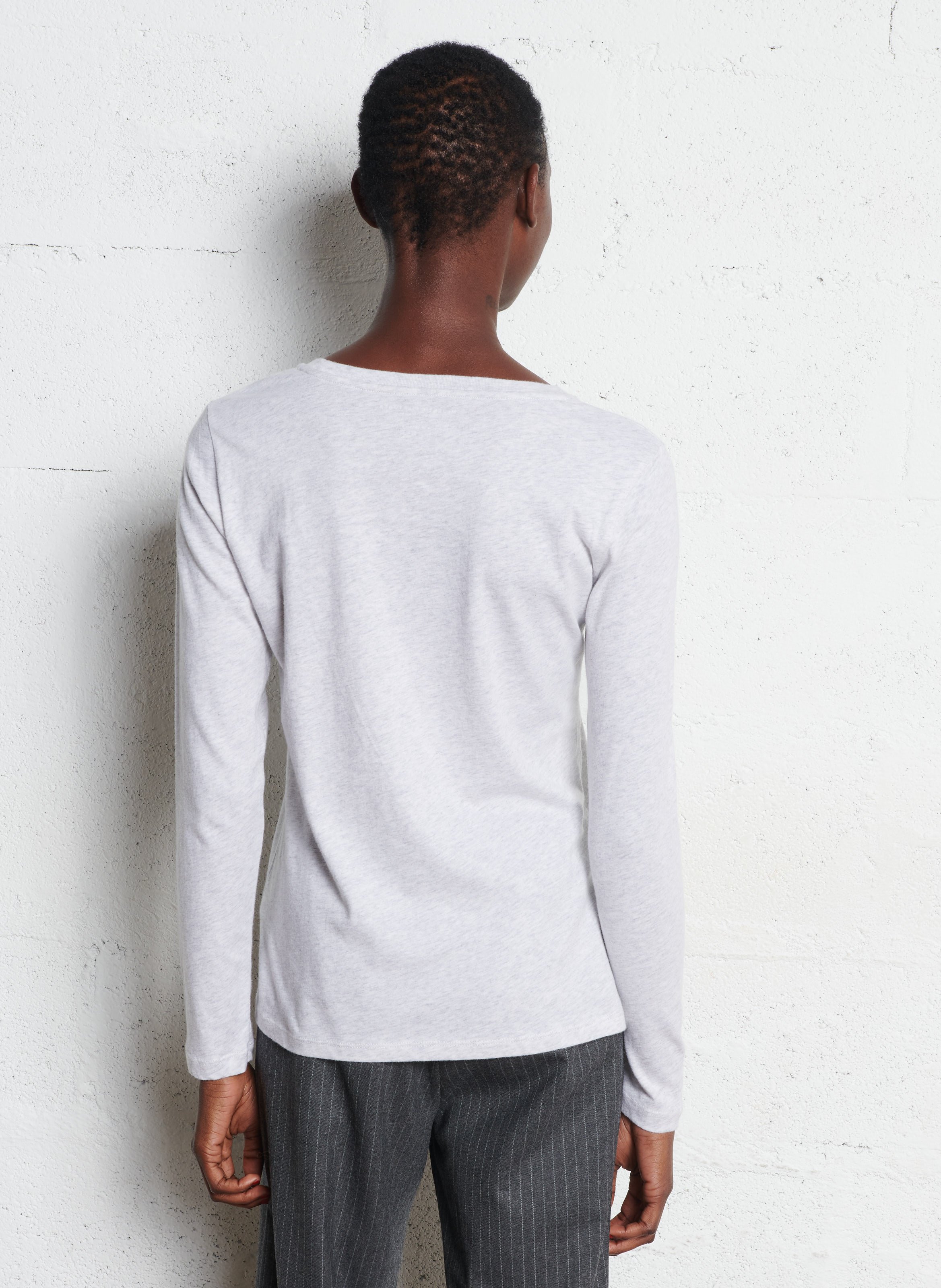 Tee-shirt col rond ajustée en coton MAJESTIC FILATURES Beige