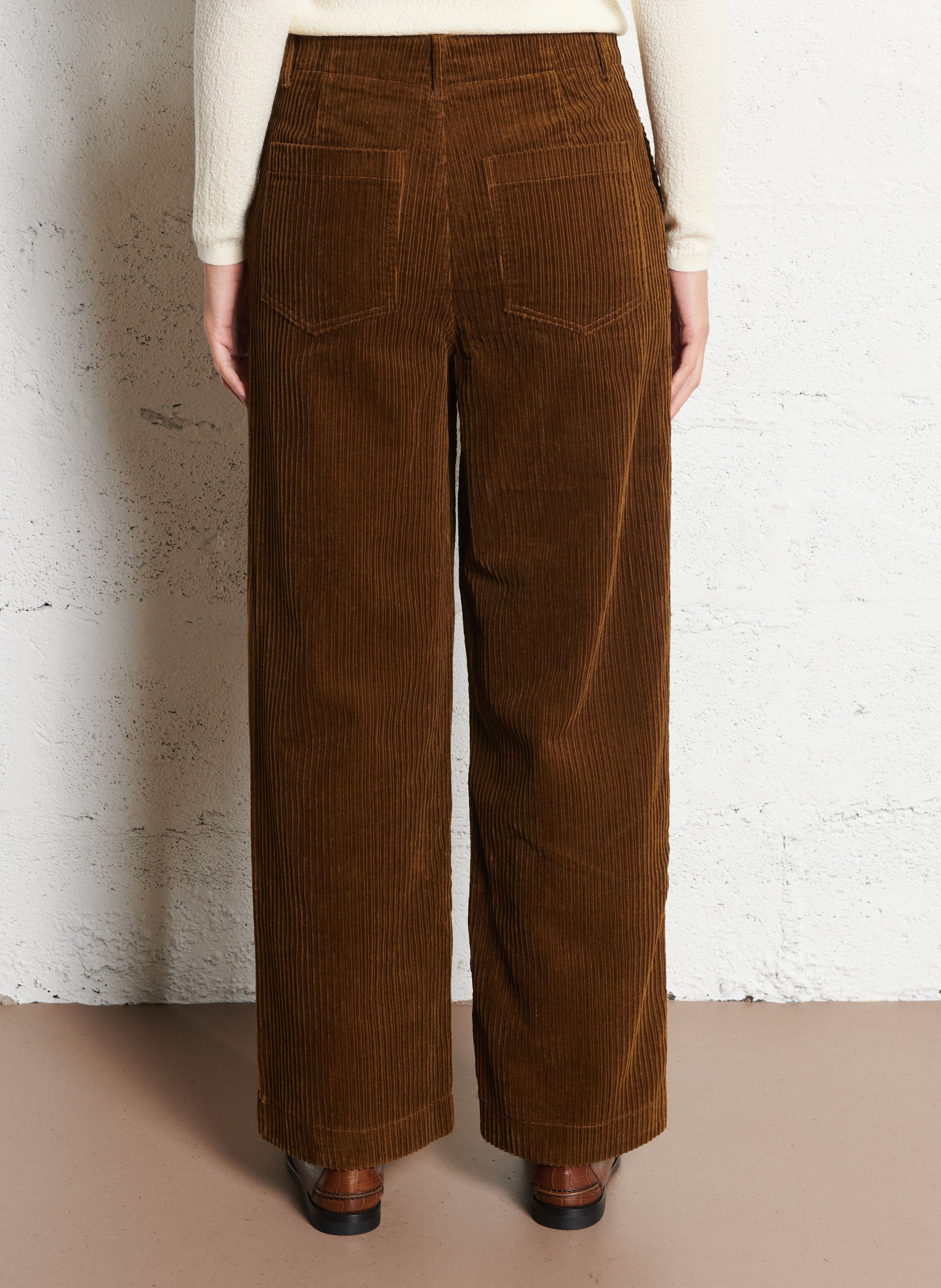 Pantalon large taille haute en coton SEE U SOON Kaki