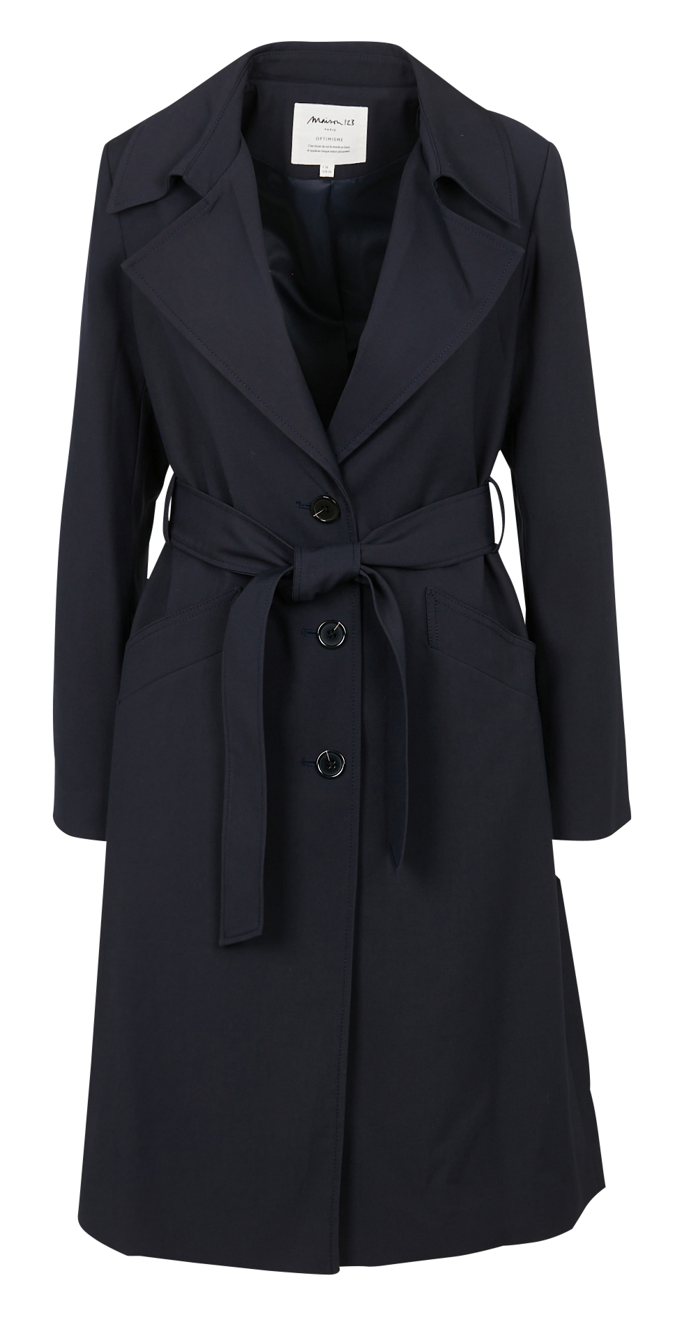 Belted mid-length trench coat MAISON 123 Grey