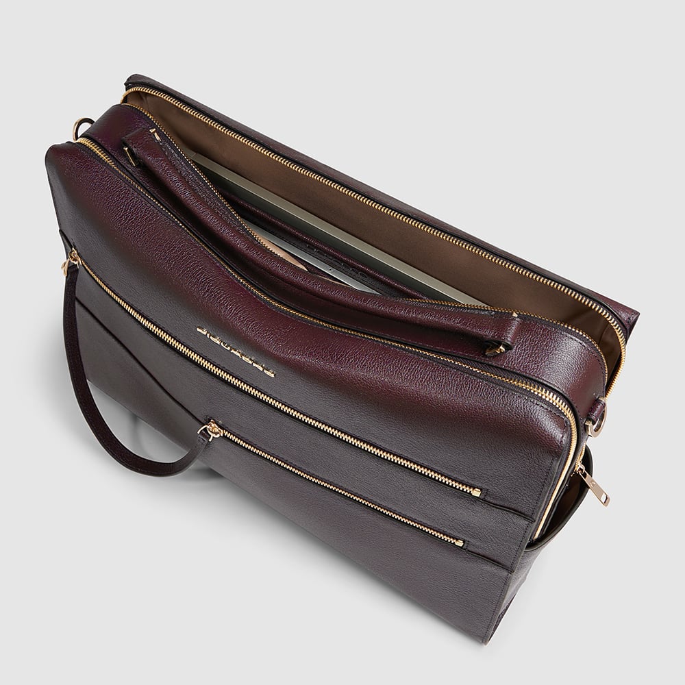 Women's laptop bag with iPad® compartment, shock protection, and RFID protection PIQUADRO Red