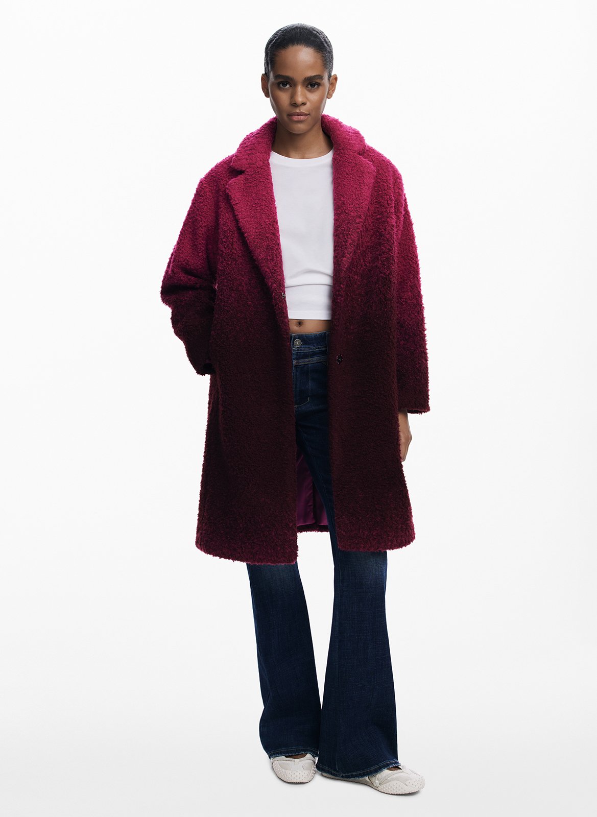 Manteau ample dégradé en fausse fourrure DESIGUAL Rouge