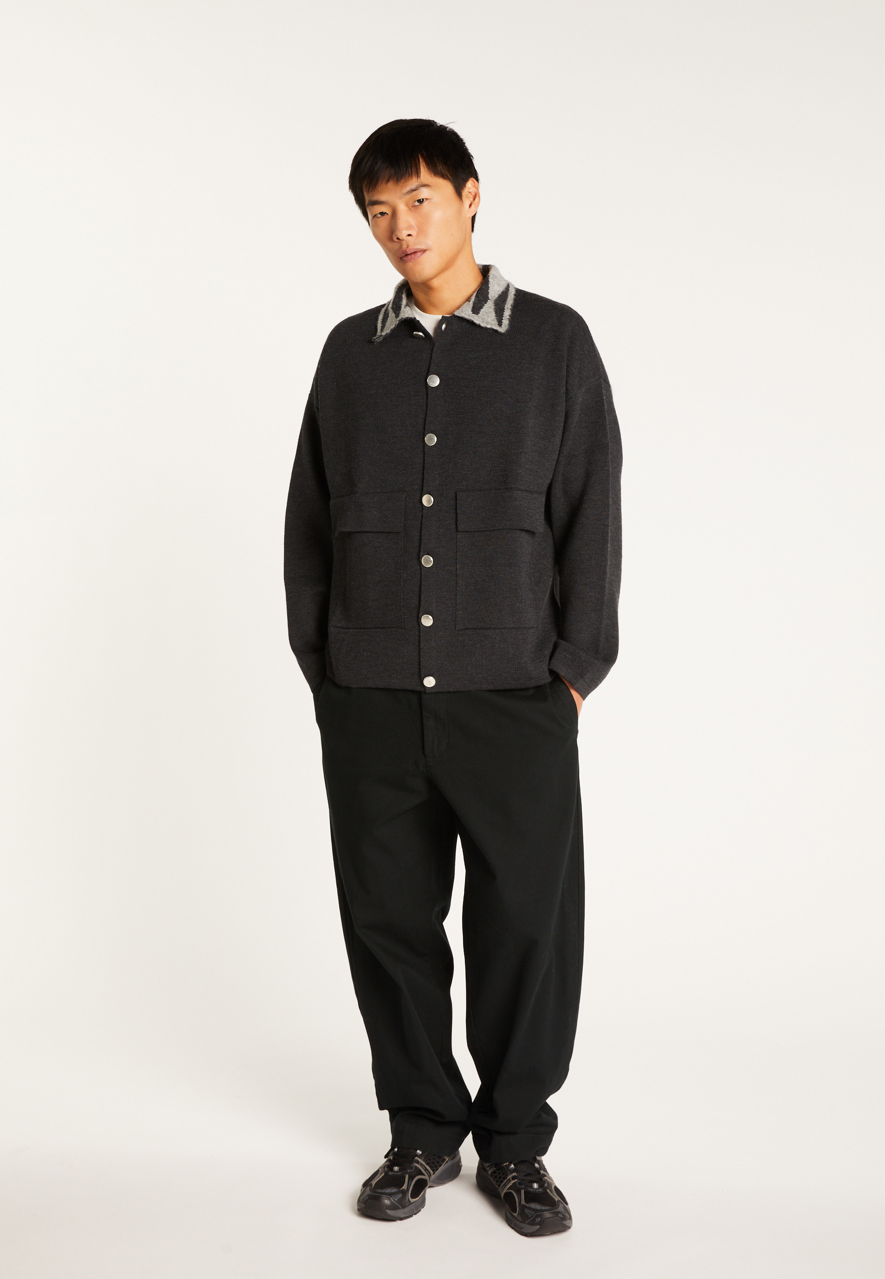 Alpaca and merino wool jacket MAISON MONTAGUT Grey