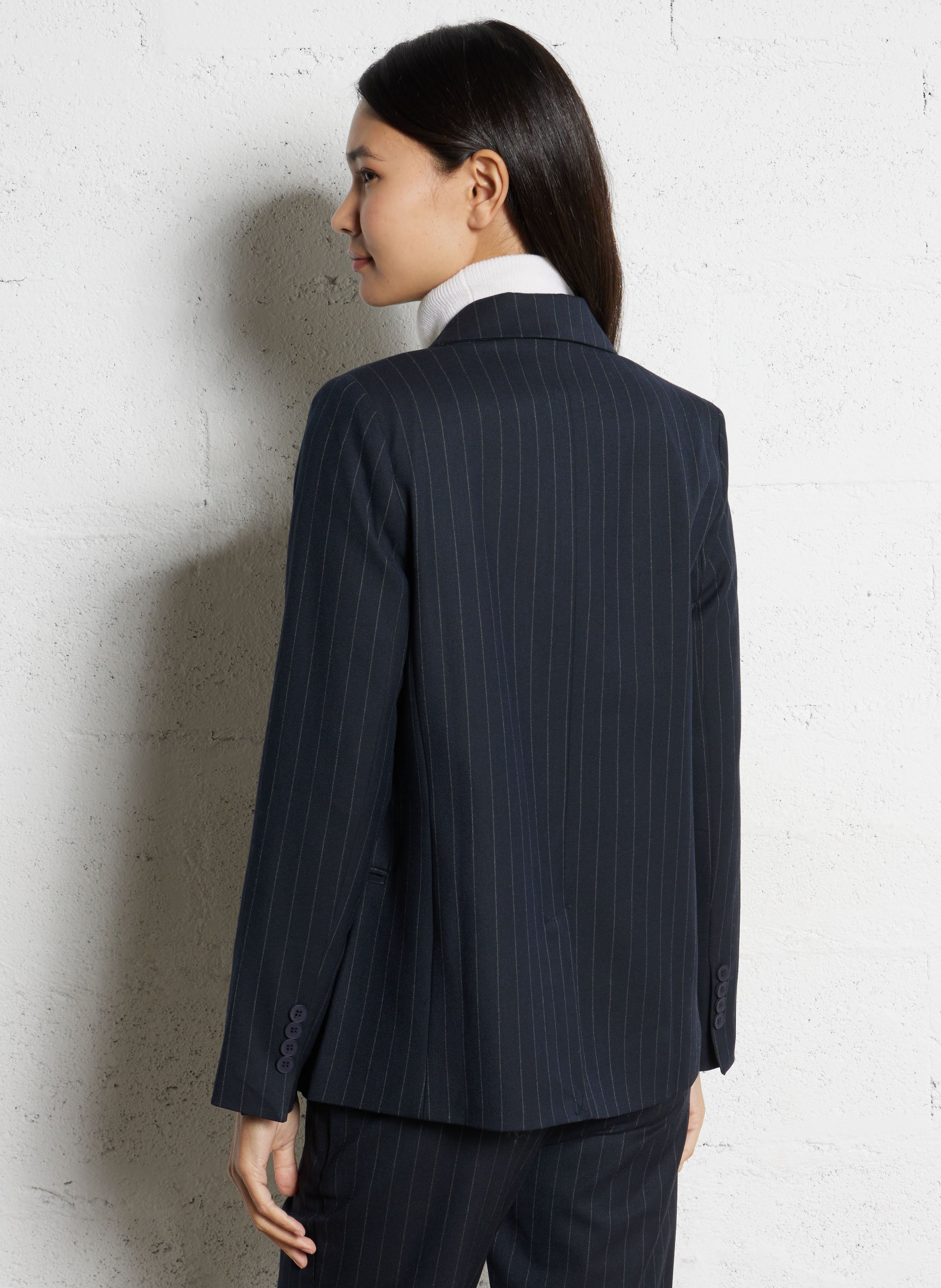 Gerade geschnittener, gestreifter Blazer SUD EXPRESS Blau