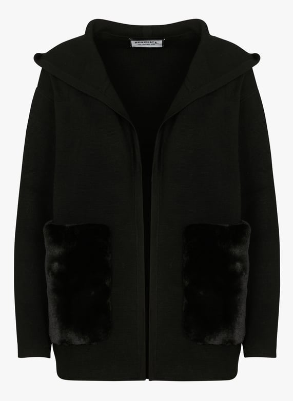 Chaleco oversized con capucha de lana mezclada Negro Berenice