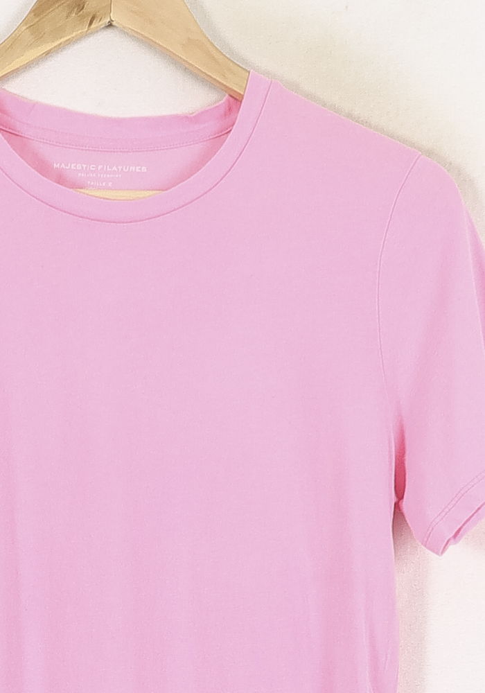 Tommy Badge T-shirt MAJESTIC FILATURES - SECONDE MAIN Pink