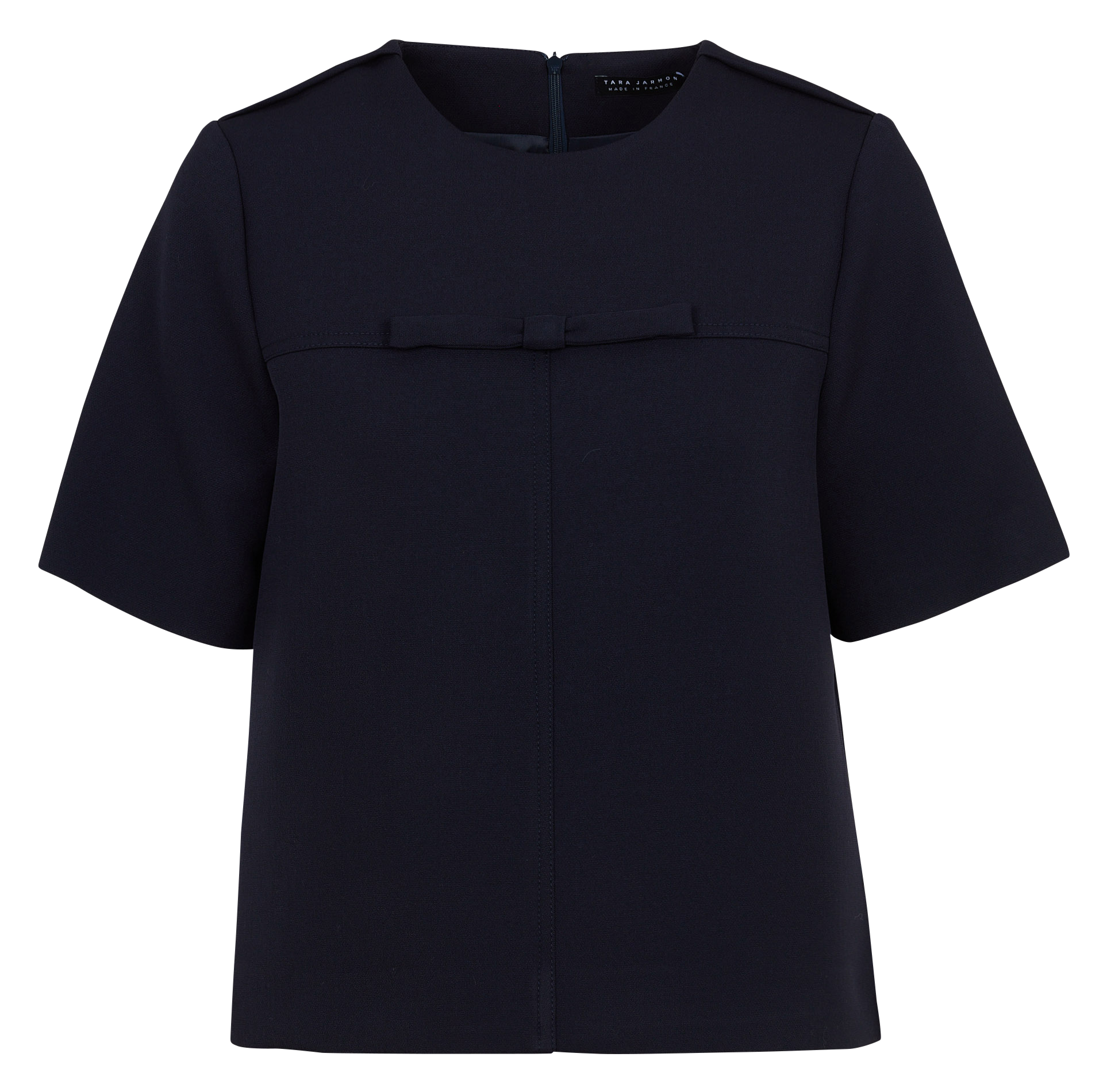 Gerader einfarbiger Top mit Schleife. TARA JARMON Blau