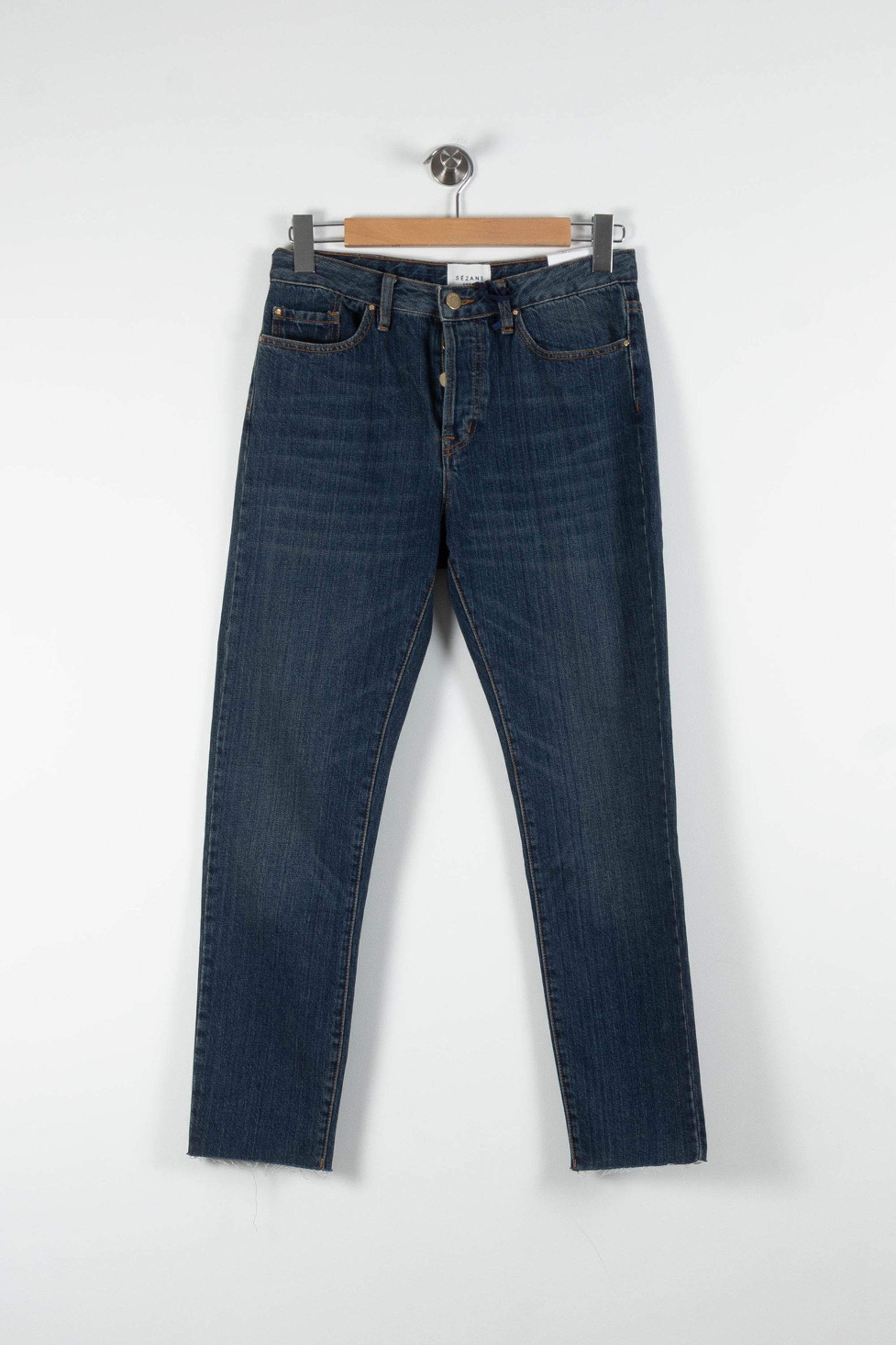 Cropped slim jeans with studs SEZANE - Seconde main Blue