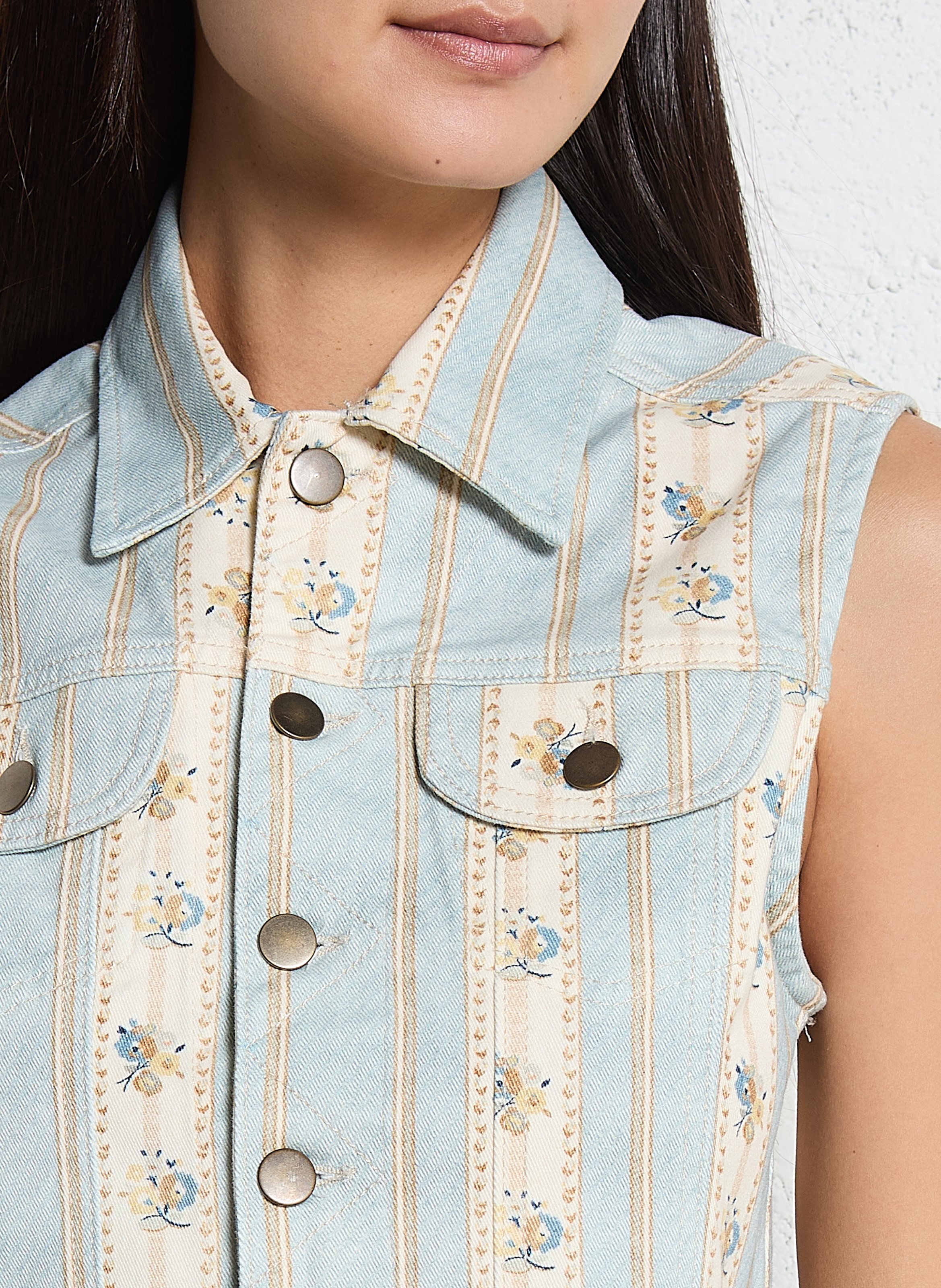 Kurzärmelige bedruckte Weste MAISON HOTEL Blau