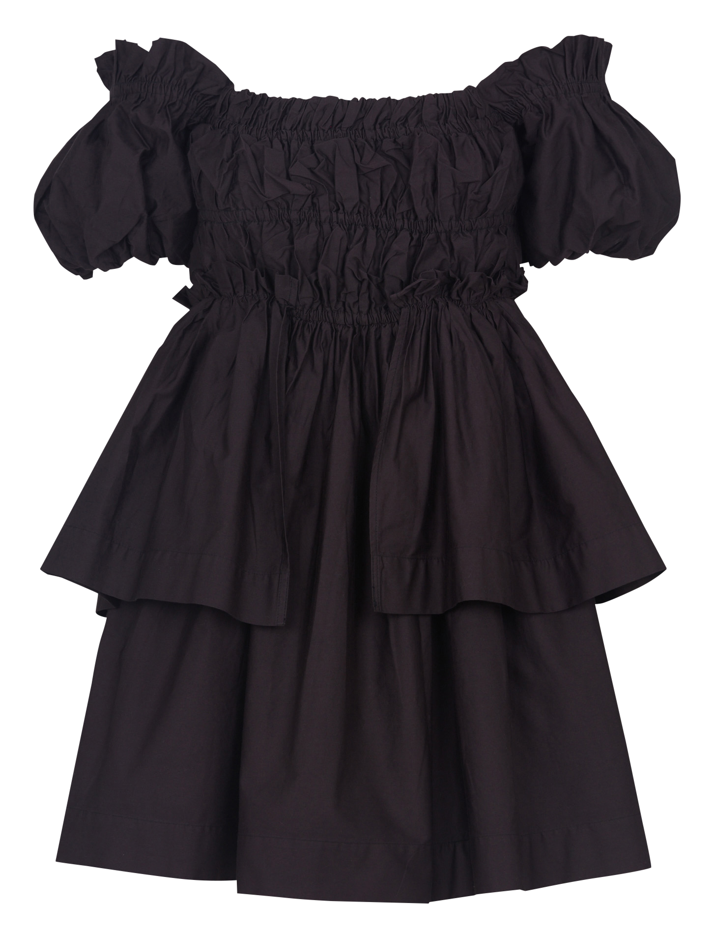 Robe courte col carré en coton bio DAMSON MADDER Noir