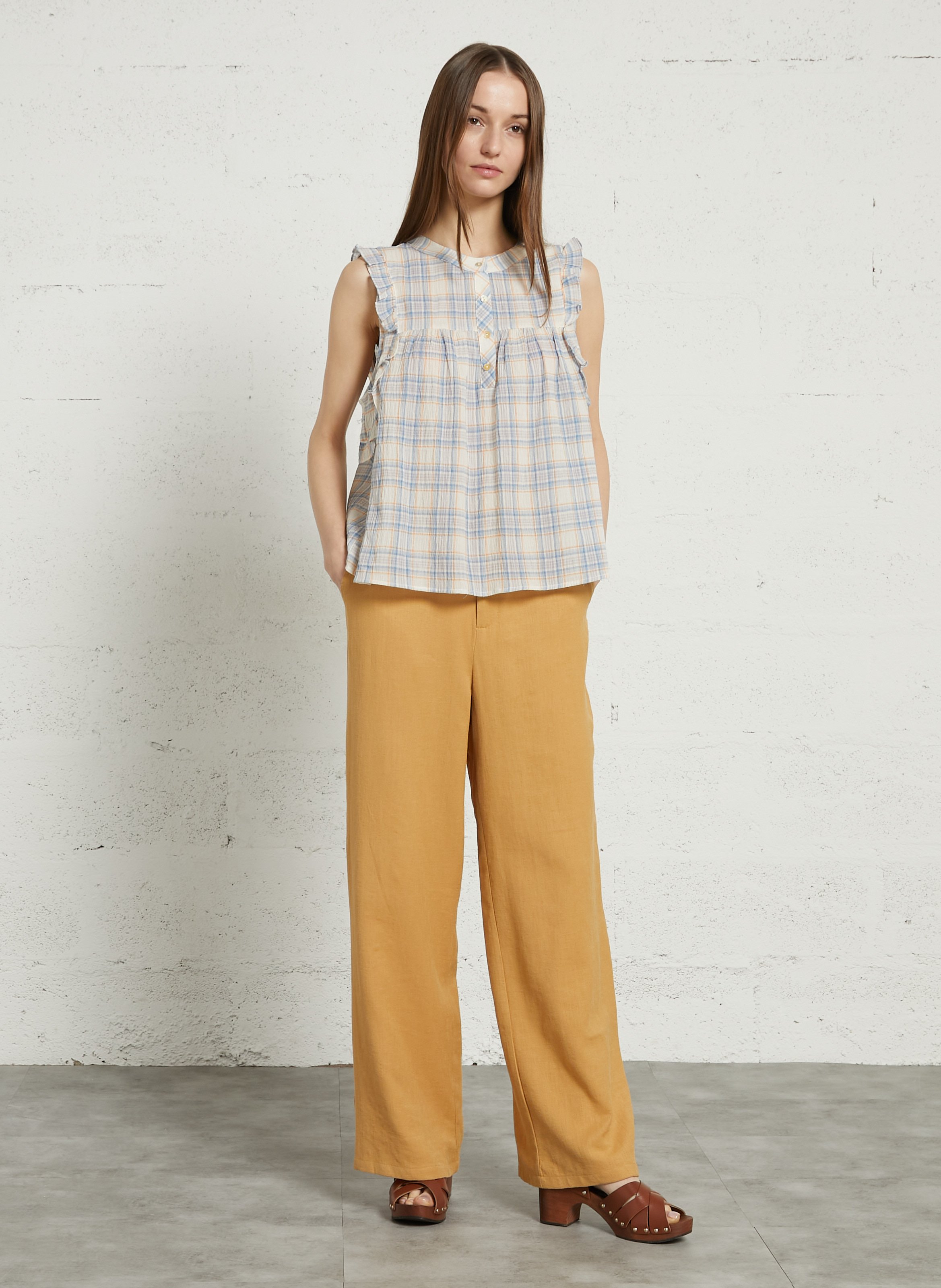 Wide-leg high-waisted trousers SEE U SOON Gelb