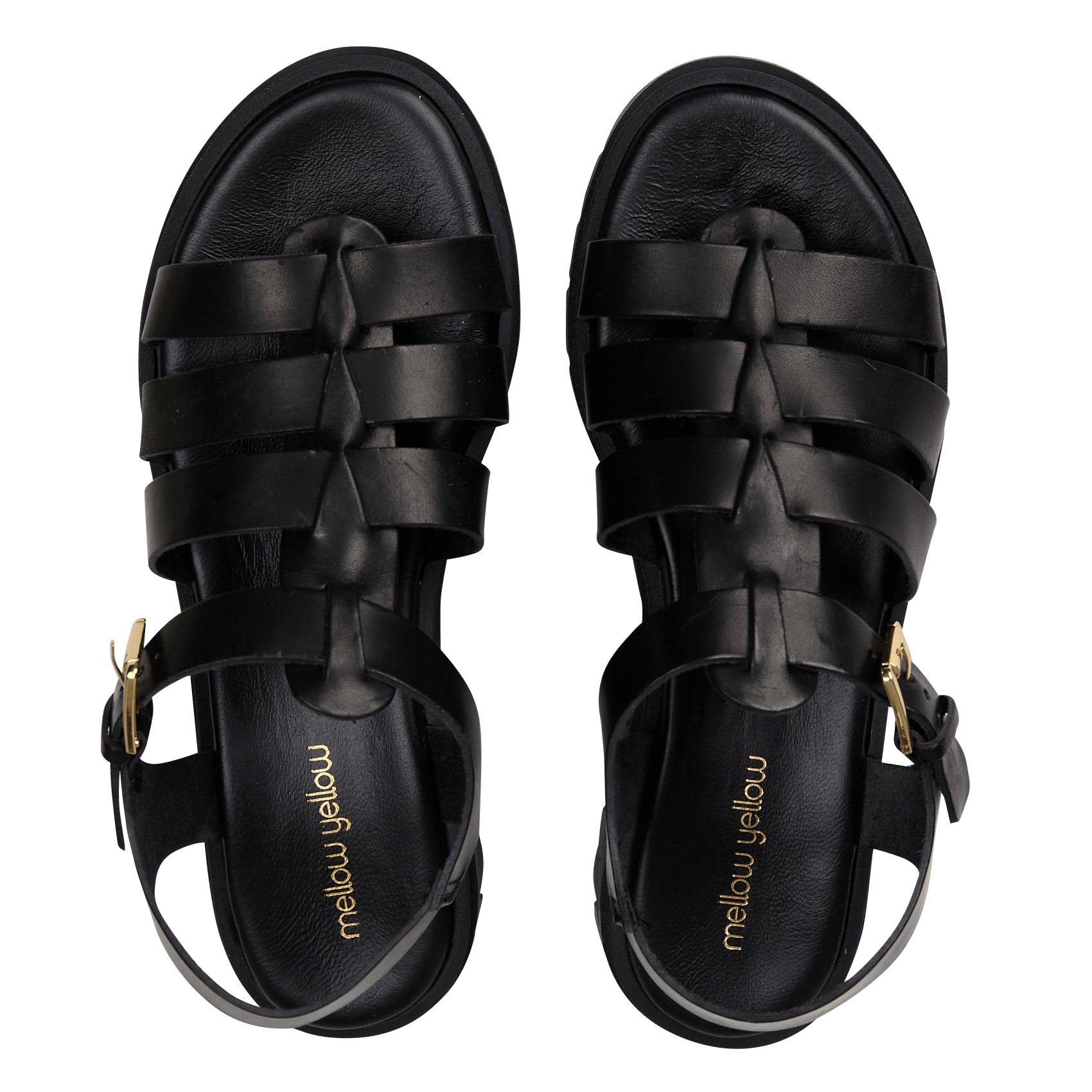 Aouda flat leather sandals MELLOW YELLOW Black