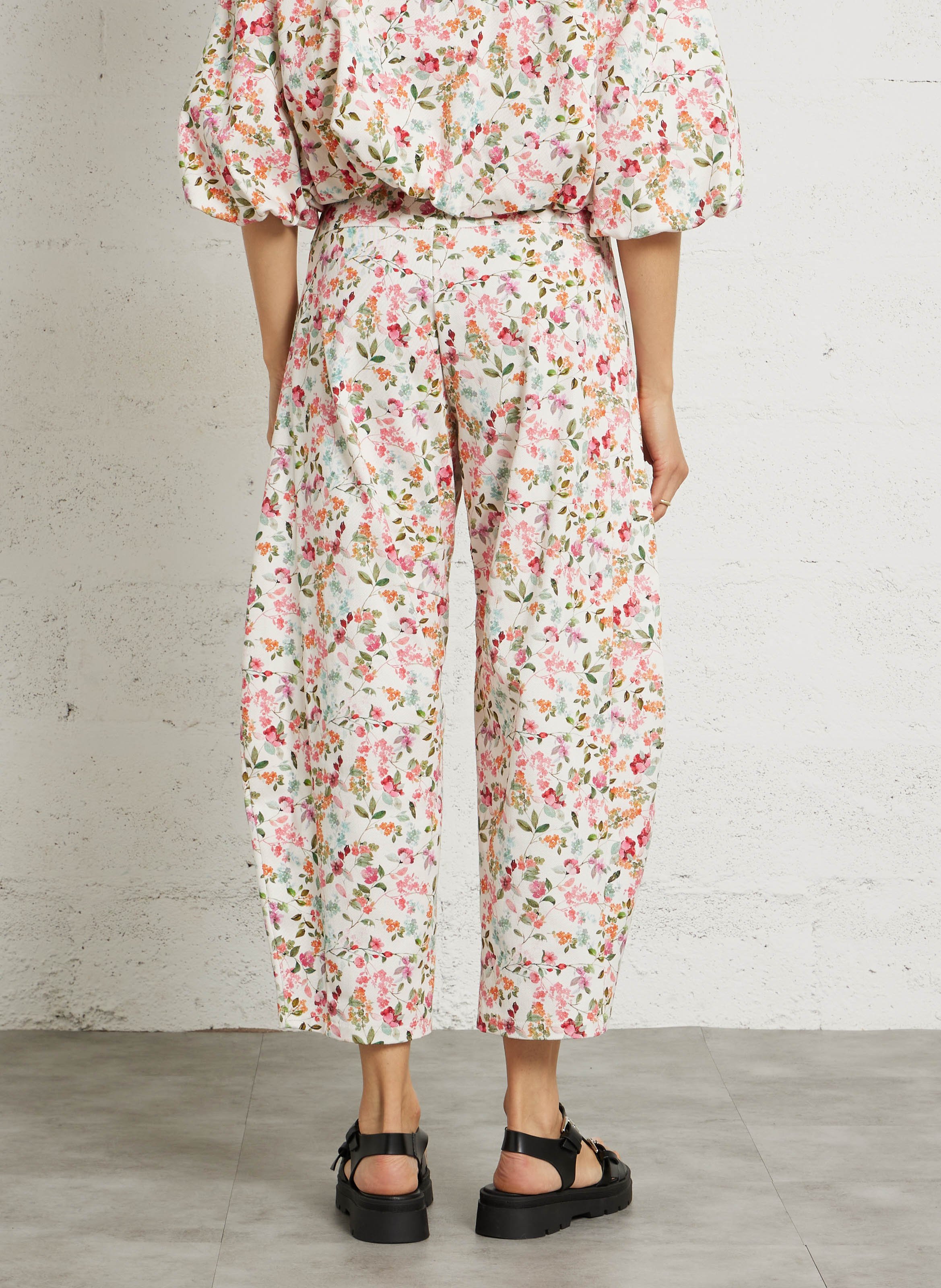 Pantalon droit en coton mélangé imprimé IMPERIAL Beige