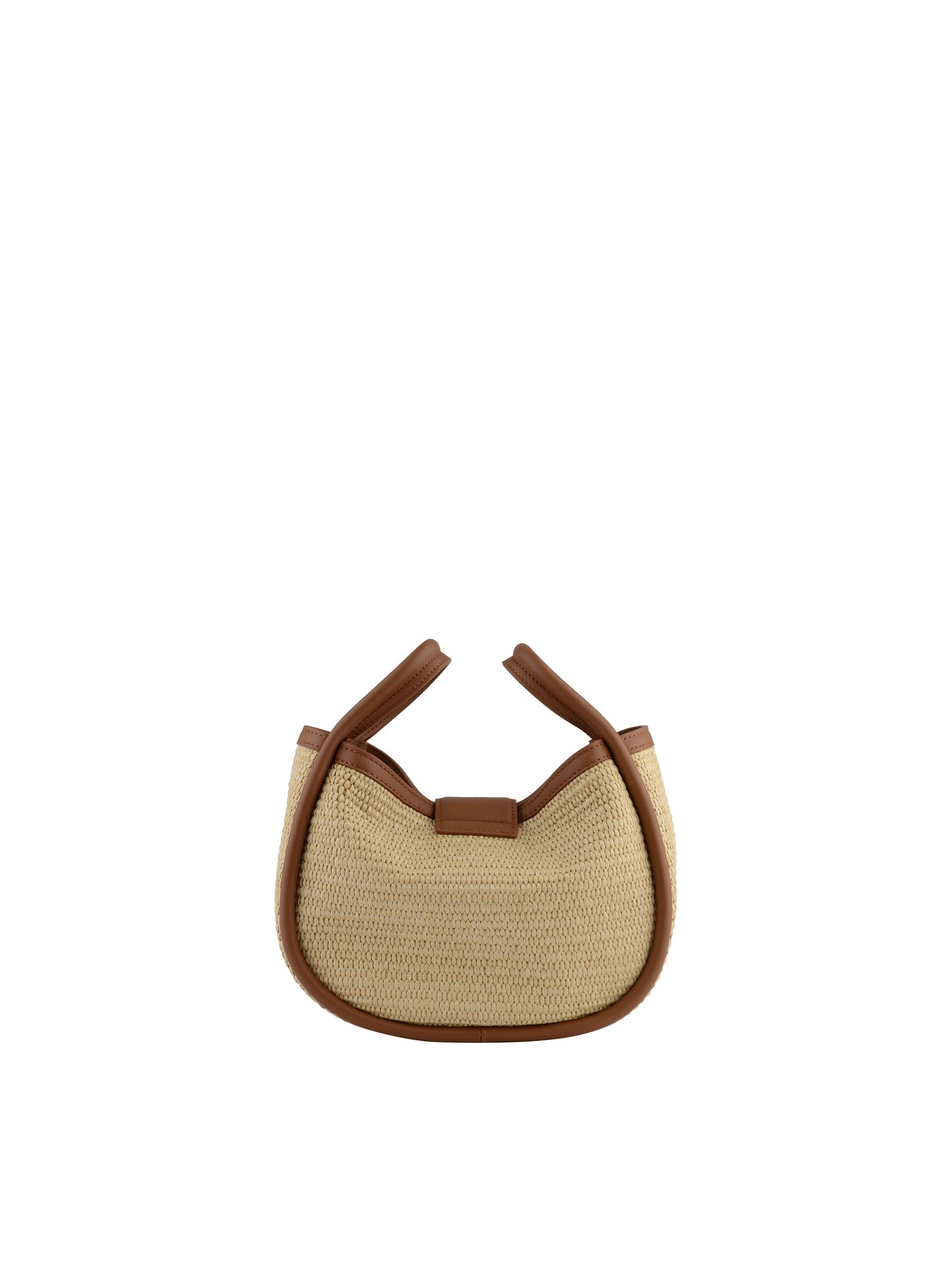 Handbag in straw trimmed with leather POURCHET Golden