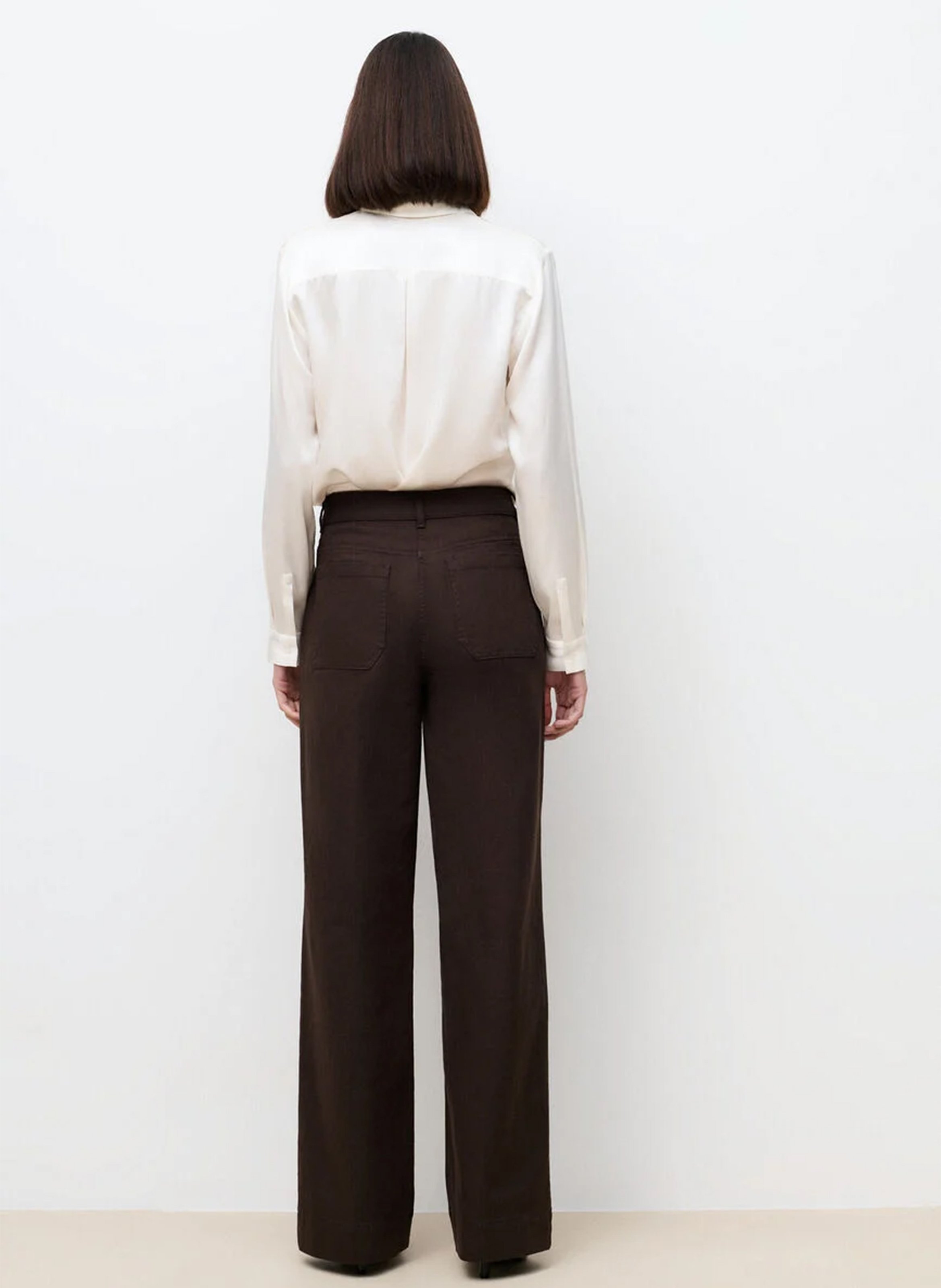 Straight cotton-blend pants Brown