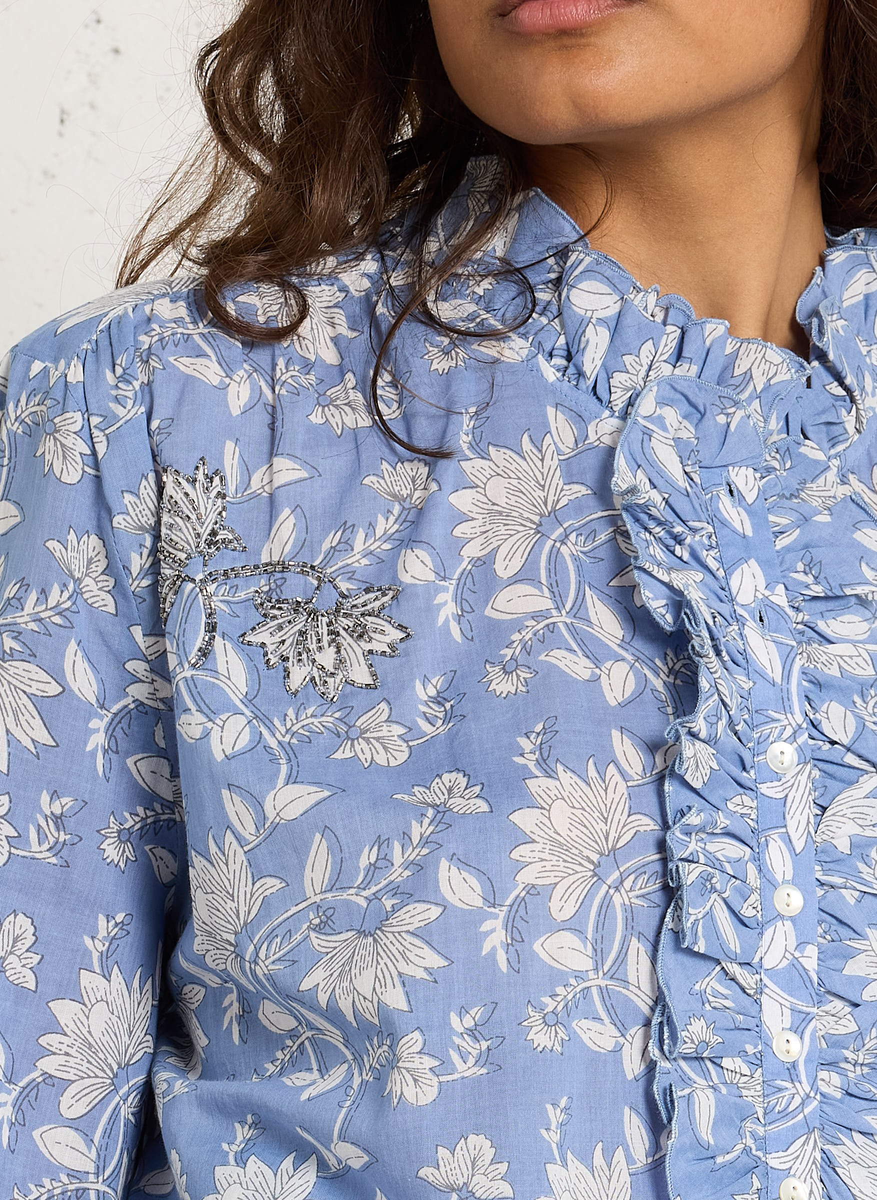 Blouse imprimée col victorien  BELLA JONES Bleu