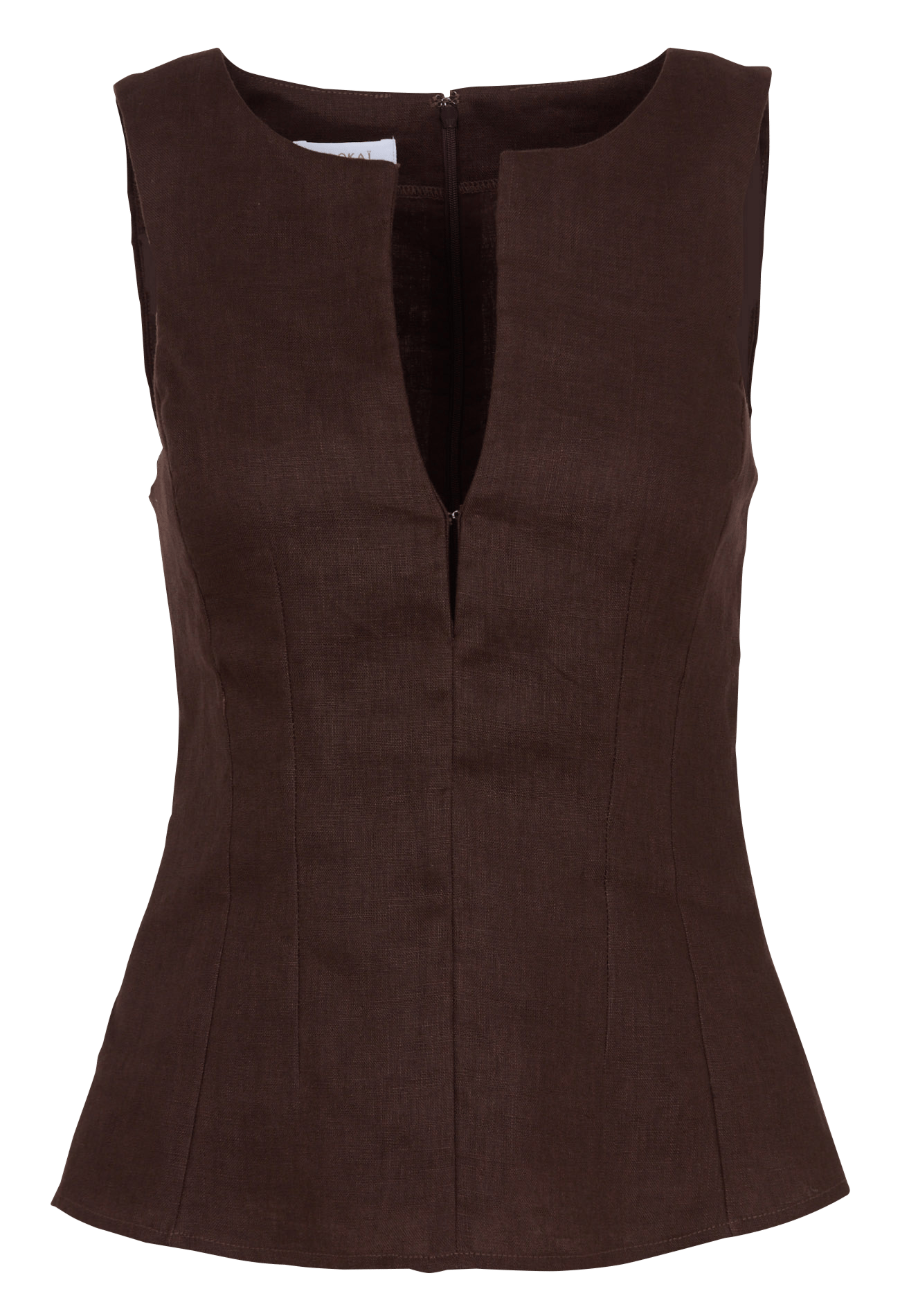 Linnen top met V-hals KOOKAI Bruin
