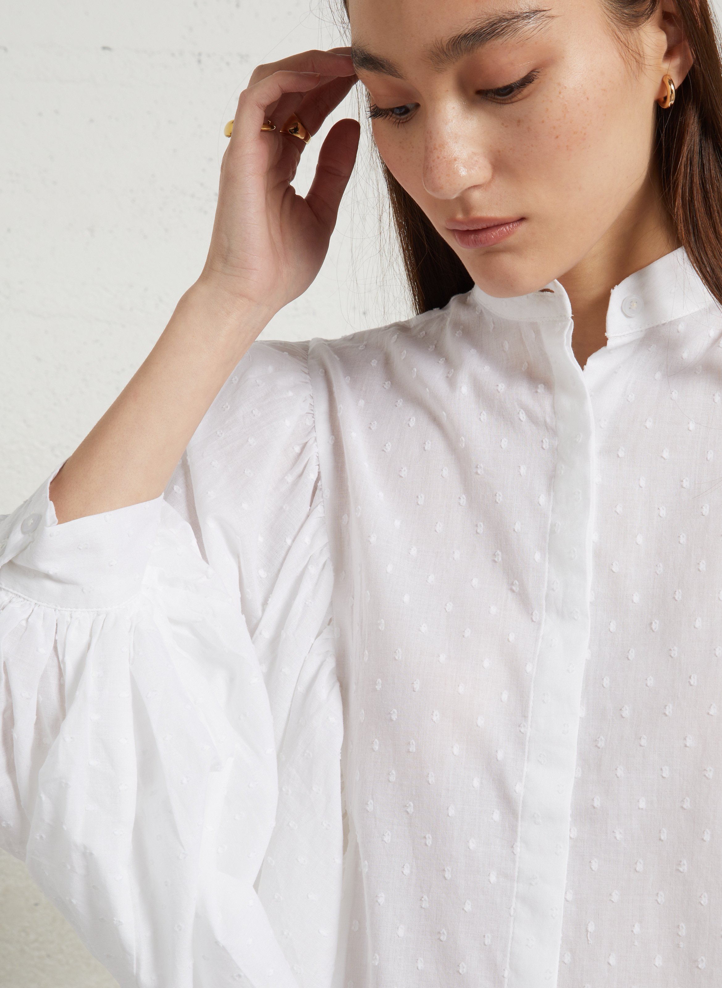 Cotton shirt with puff sleeves RAE ANTWERP White