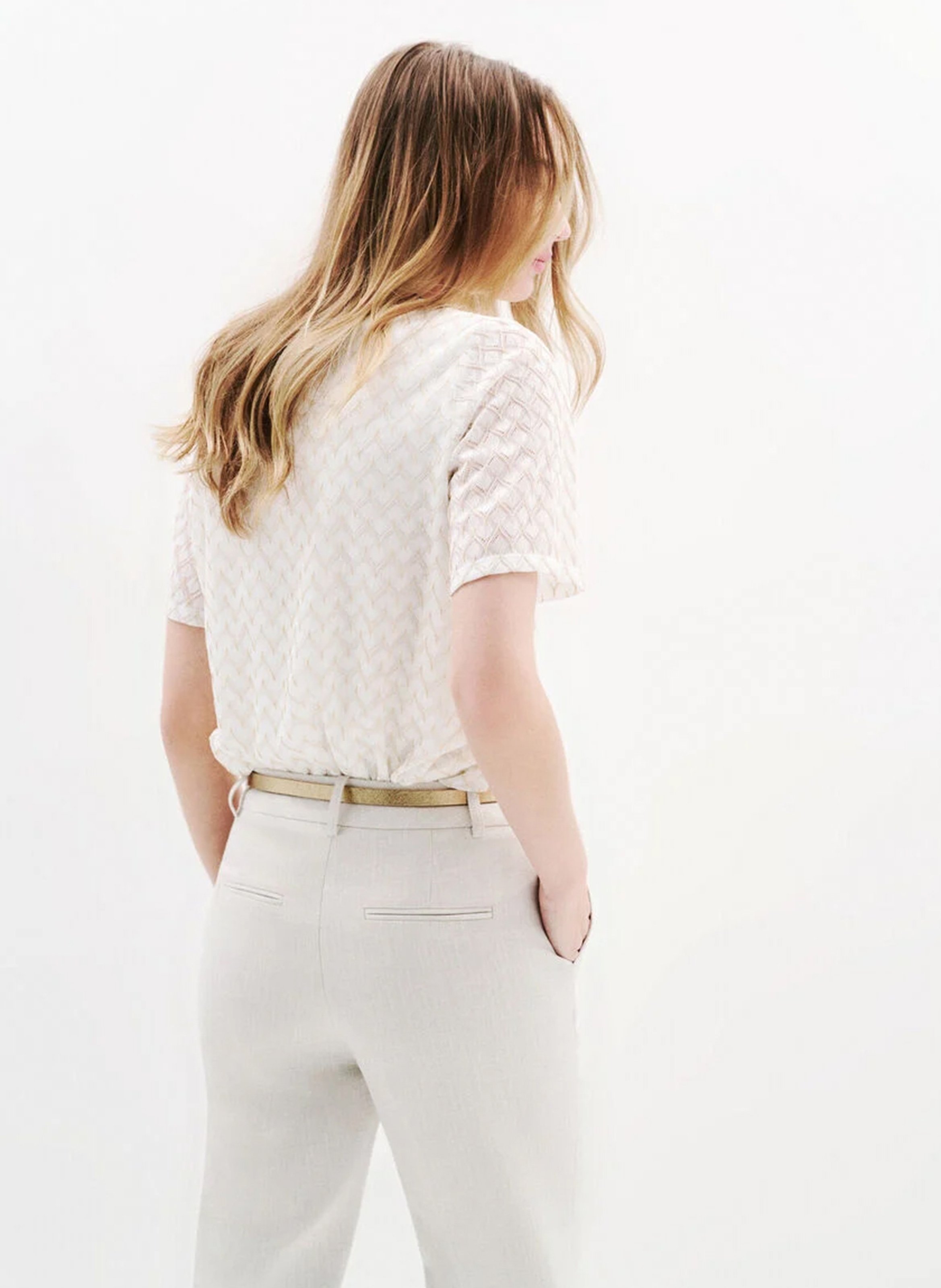 Crepe V-neck top CAROLL Beige