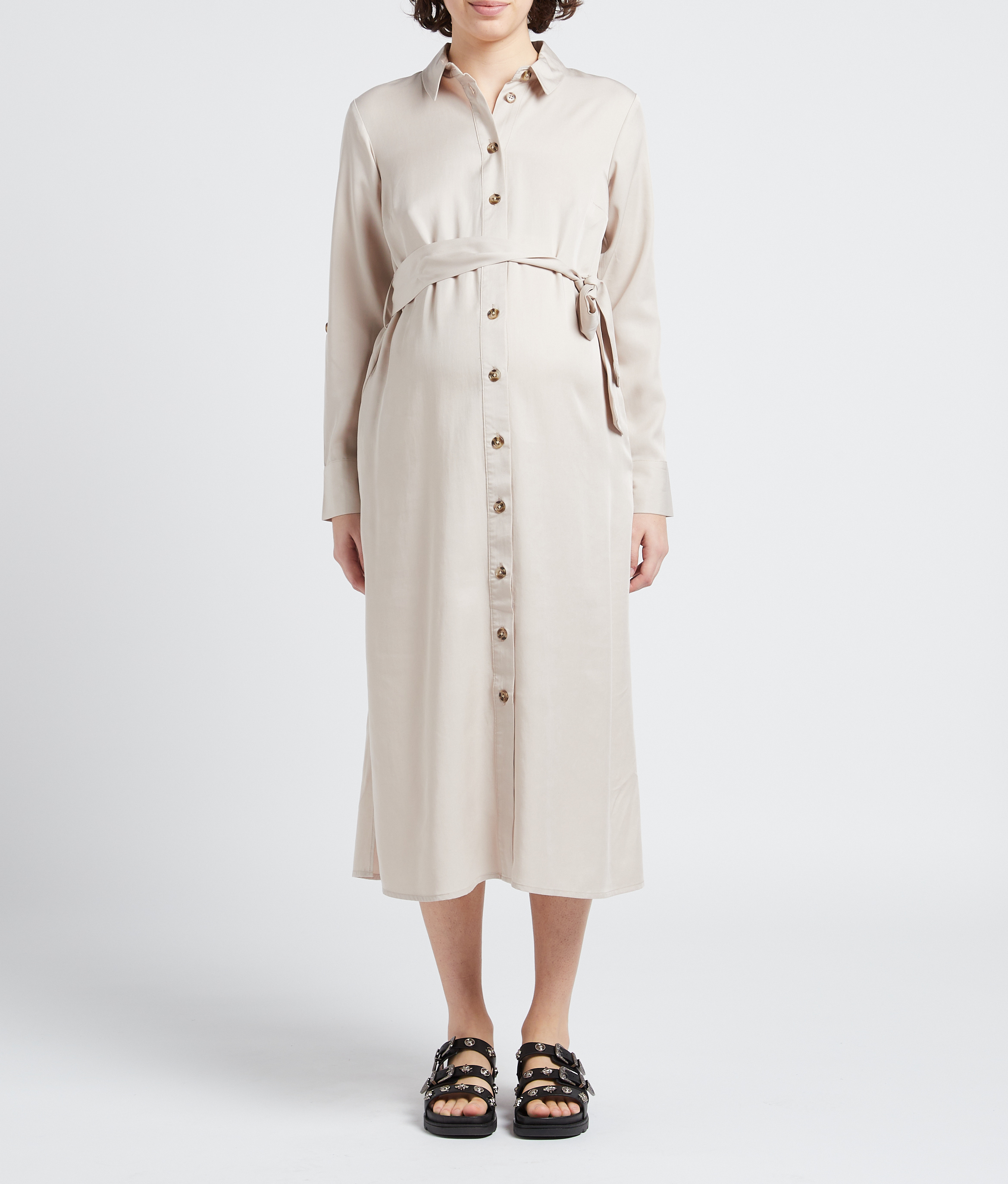 Satiny pregnancy shirt dress SERAPHINE Yellow