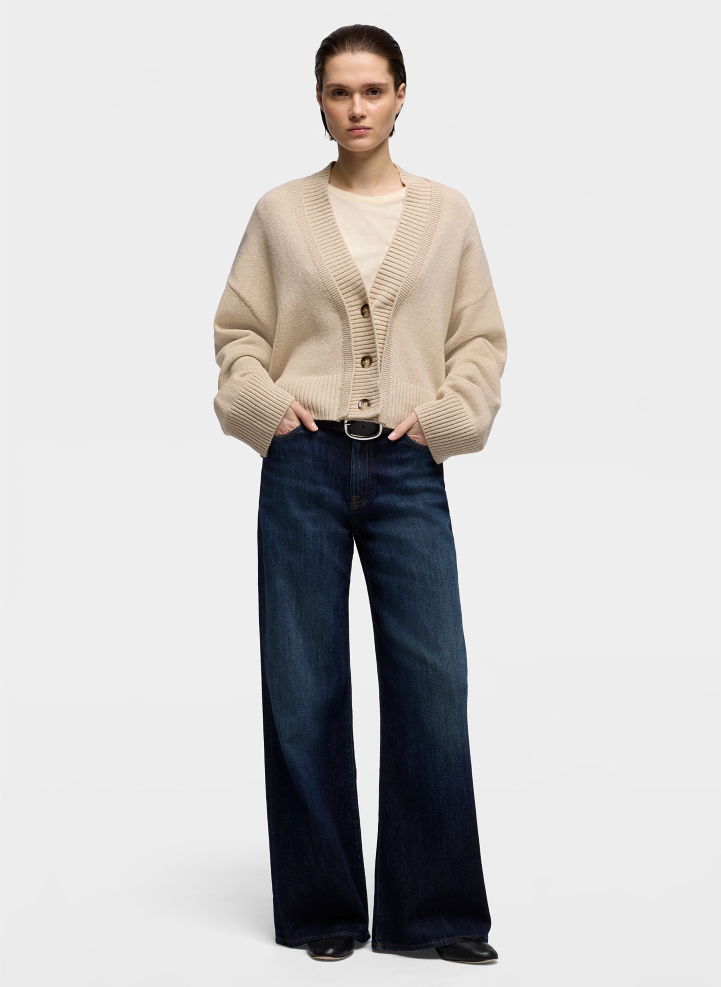 Weite High-Waist Flare-Jeans 7 FOR ALL MANKIND Blau
