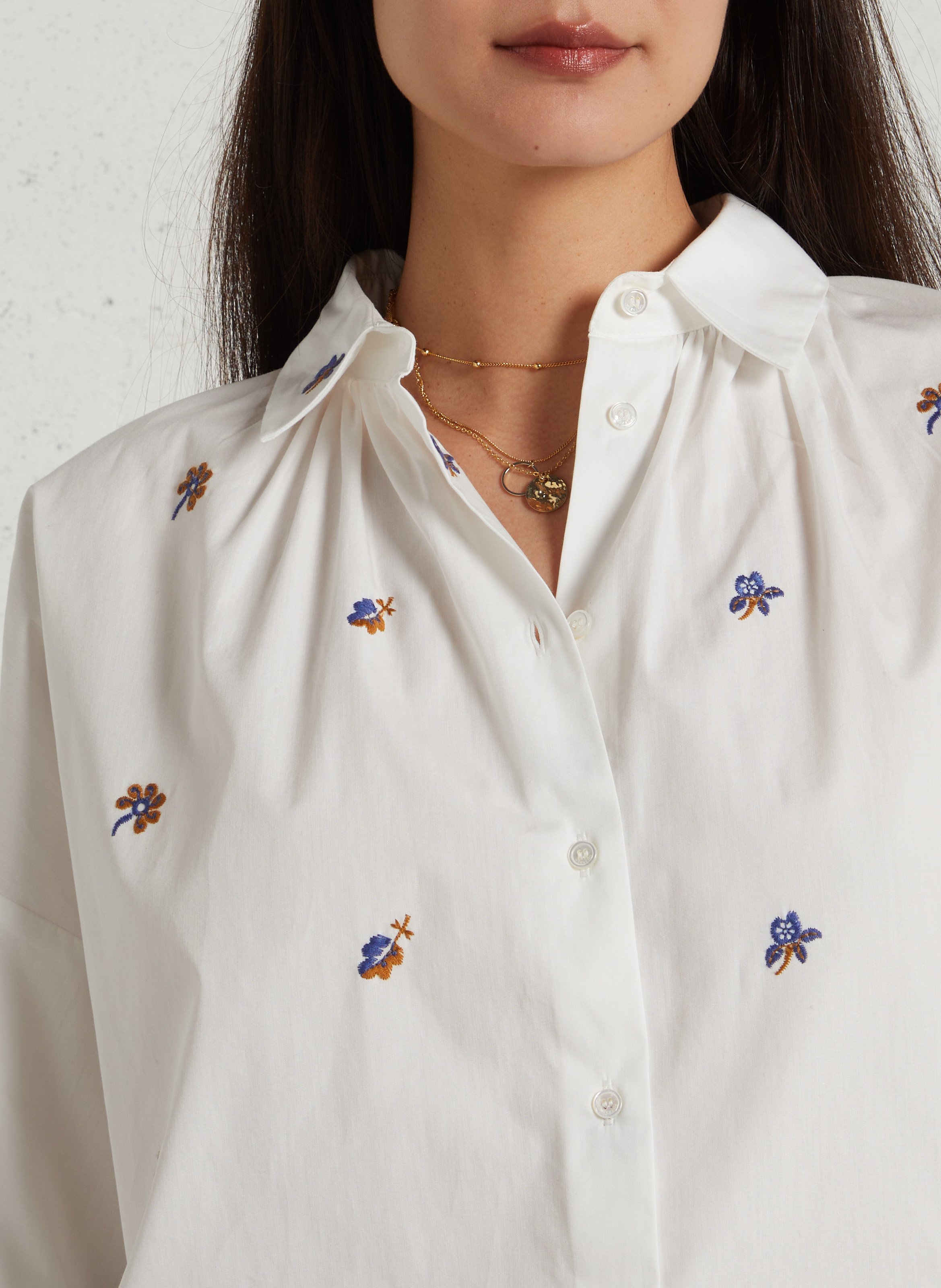 Chemise ample à motifs brodés MAX MARA WEEK END Blanc