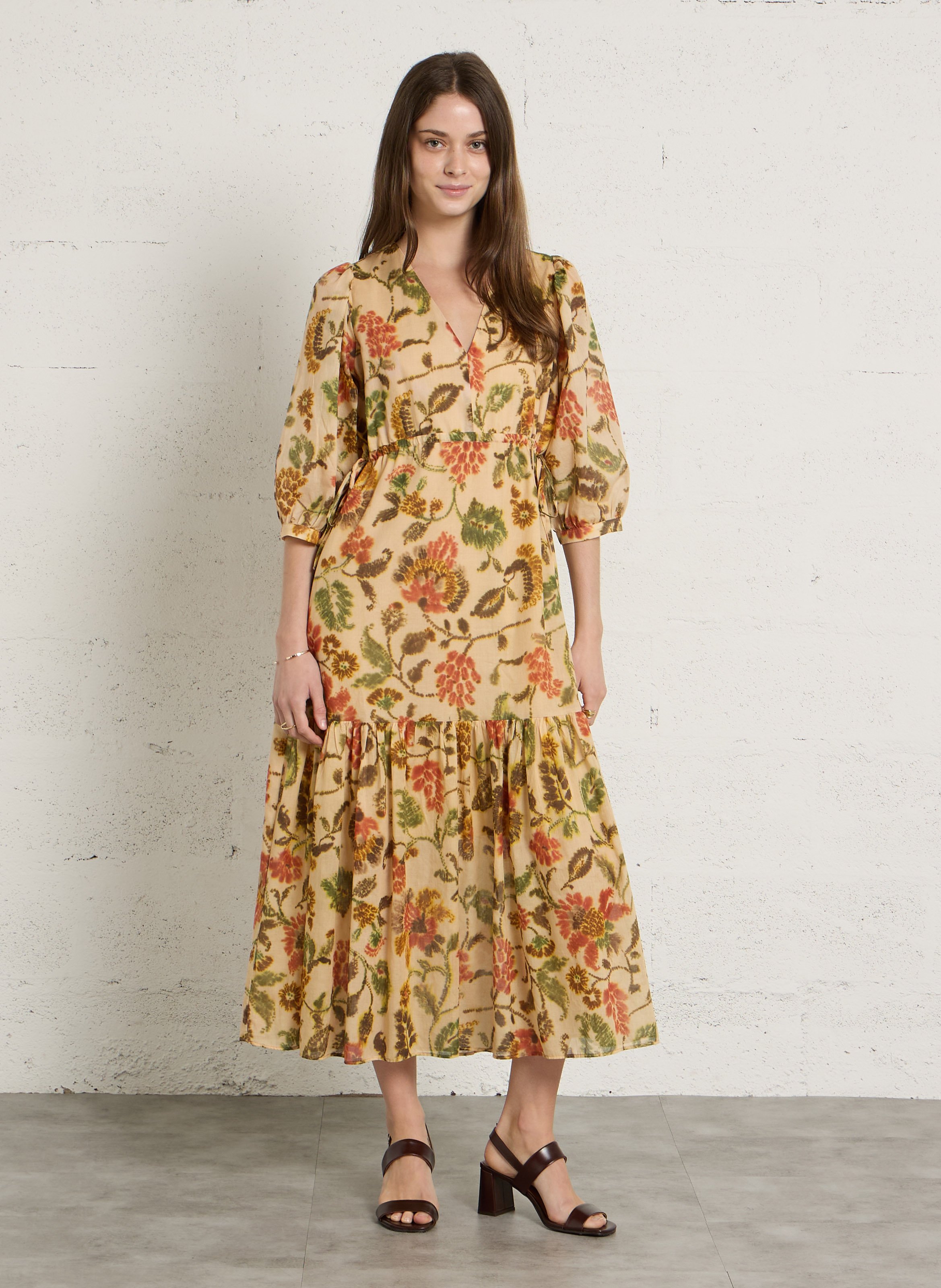 Robe longue ample en coton SUD EXPRESS Kaki