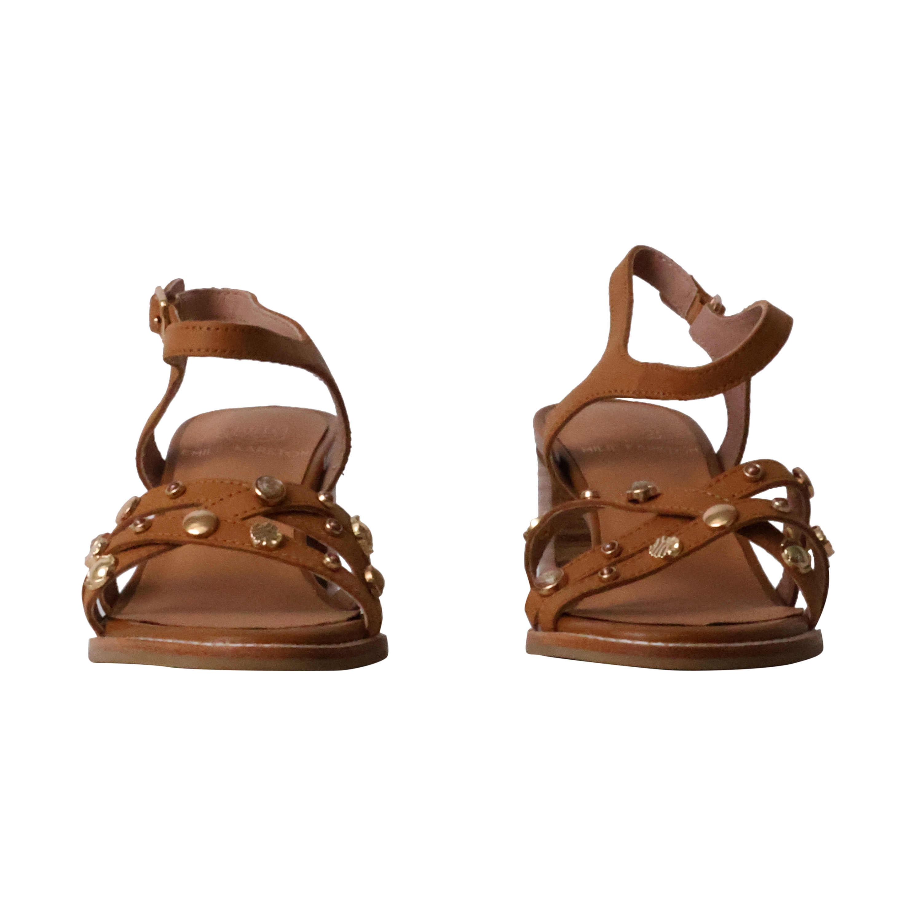 Aicha leather heeled sandals EMILIE KARSTON Brown