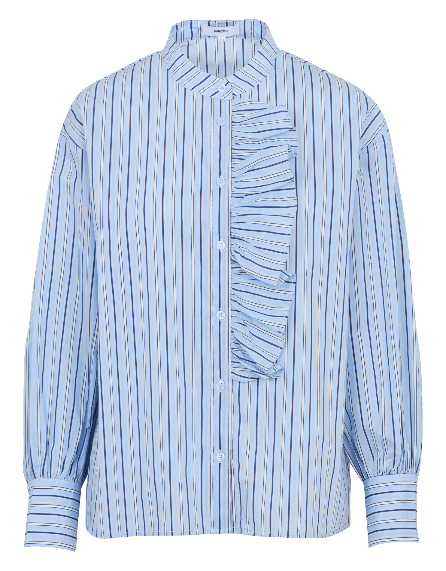 Round neck cotton blend shirt SUNCOO Blue