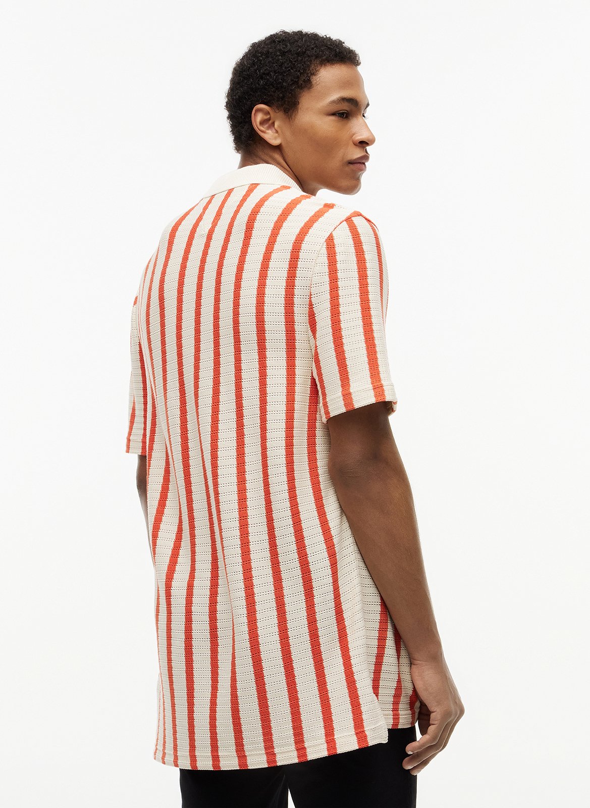 Polo droit en maille rayée TOMMY HILFIGER Orange
